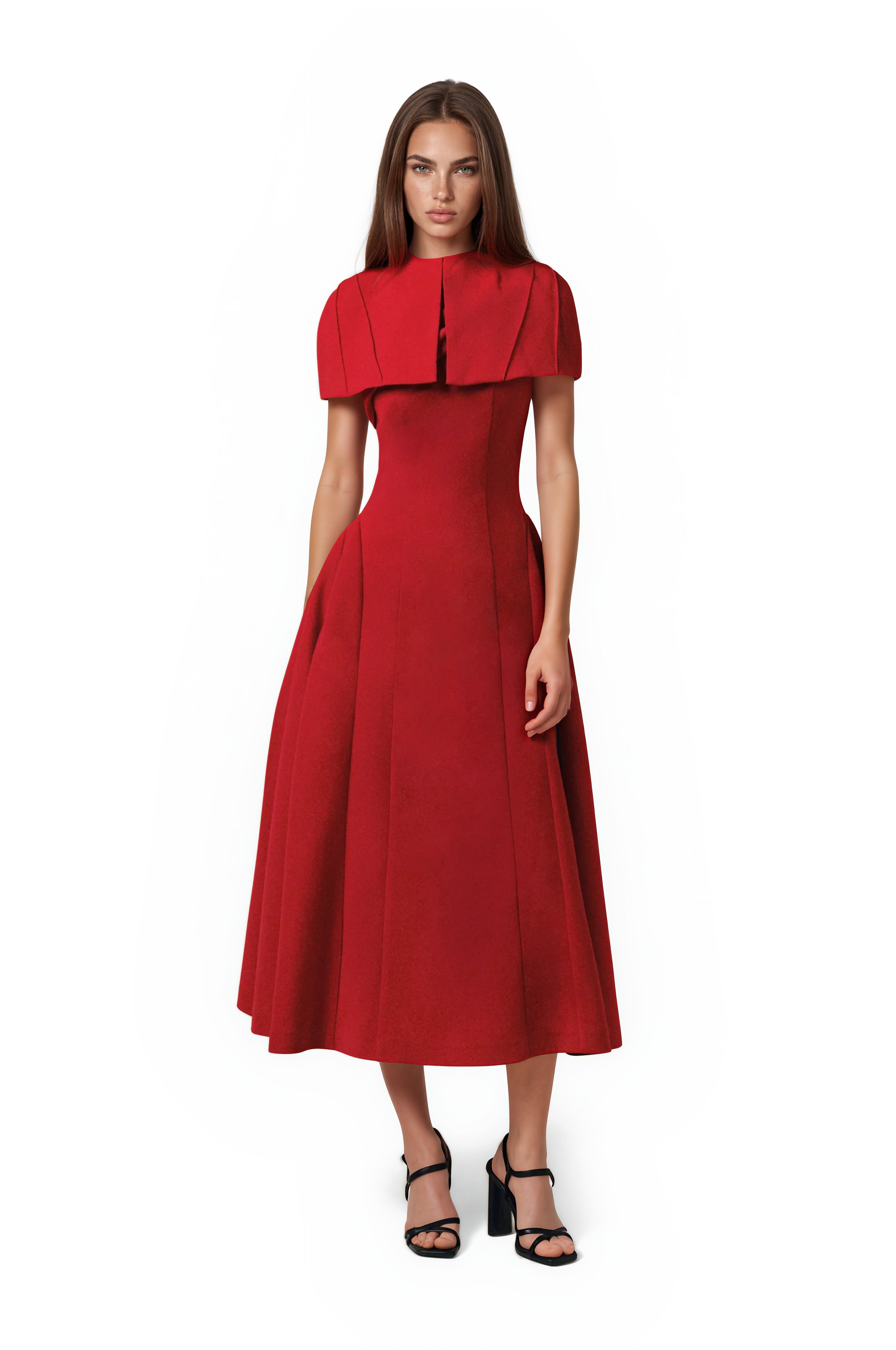 Maleyzo Sleeveless Asymmetric Ruch Midi Dress