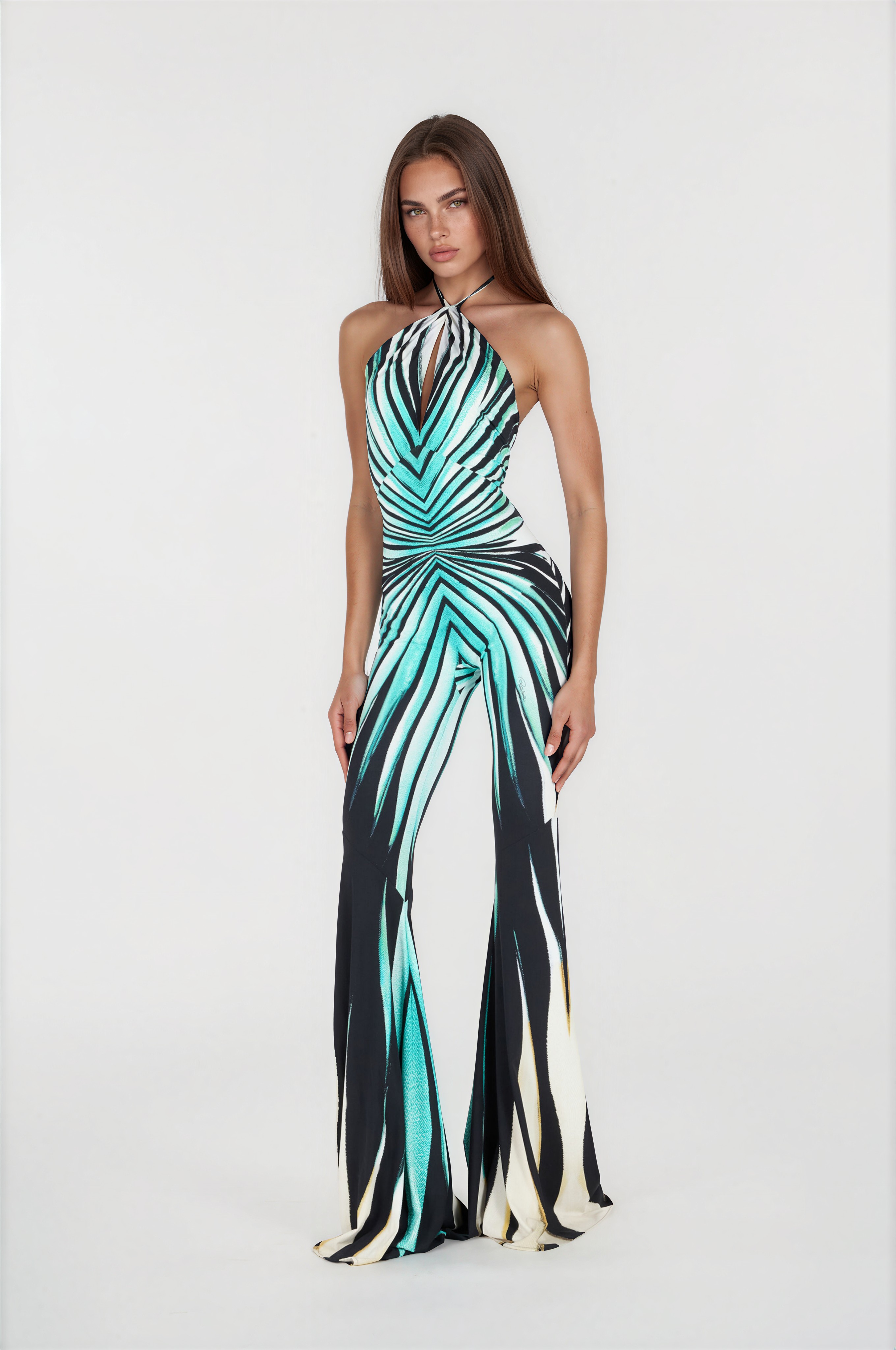 Liboniou Print Cut-Out High Waist Jumpsuit