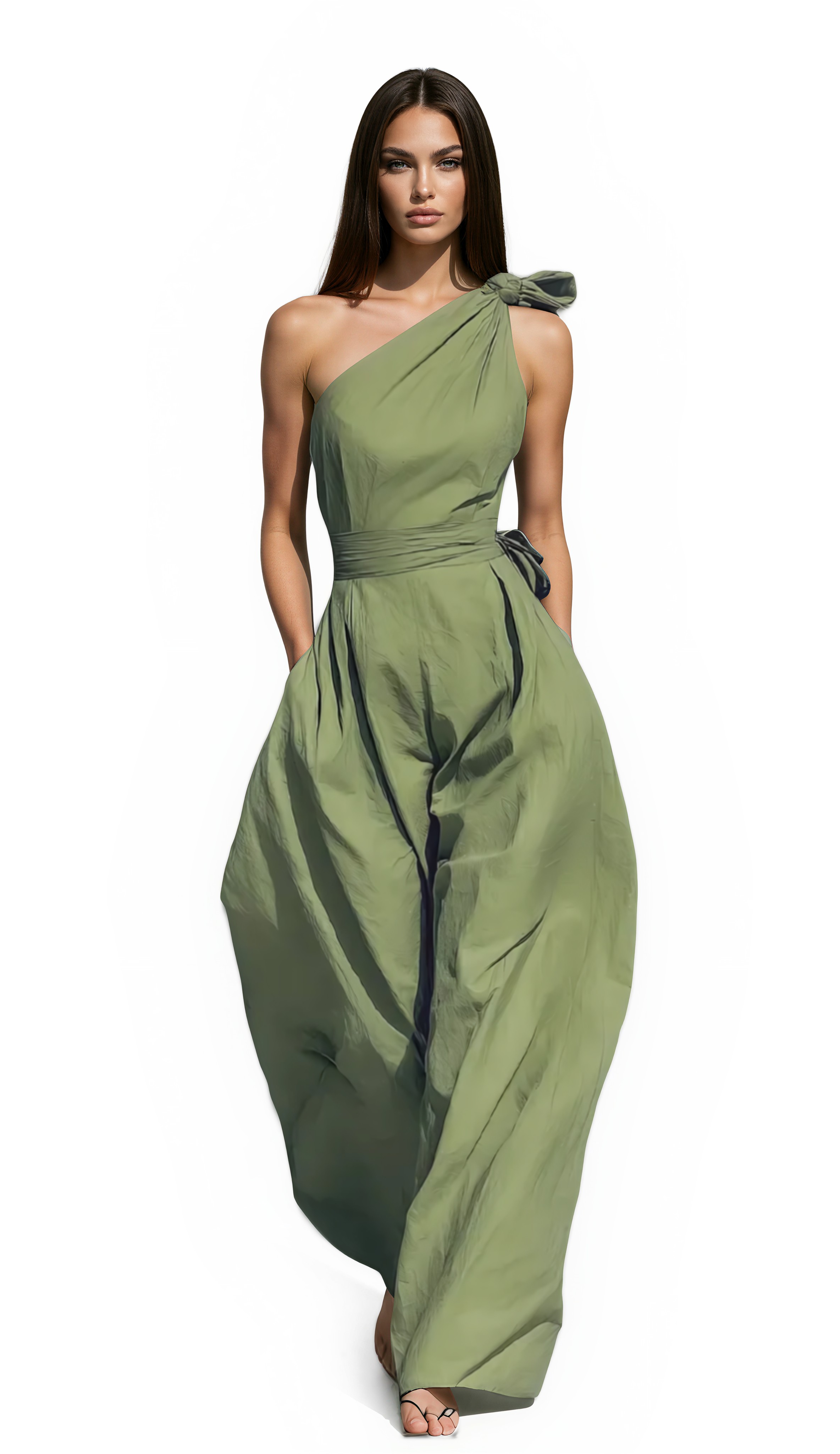 Kelatou One Shoulder Twist Baggy Jumpsuit