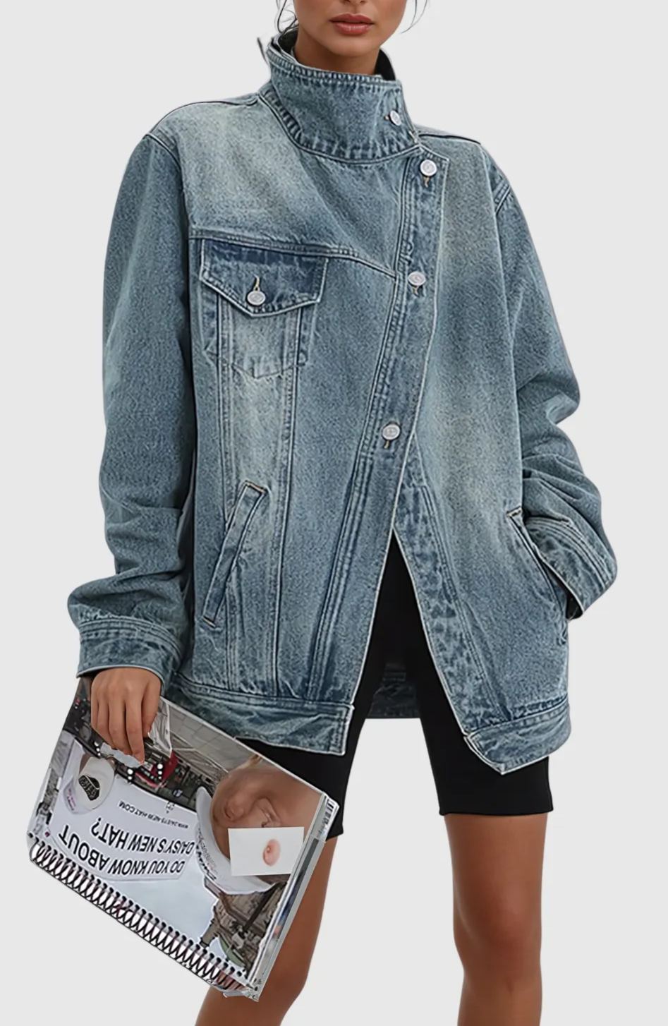Gasema Deconstruct Asymmetric Denim Jacket