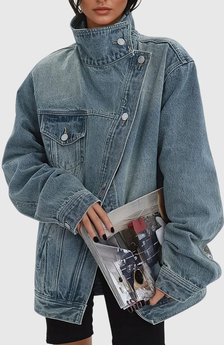 Gasema Deconstruct Asymmetric Denim Jacket