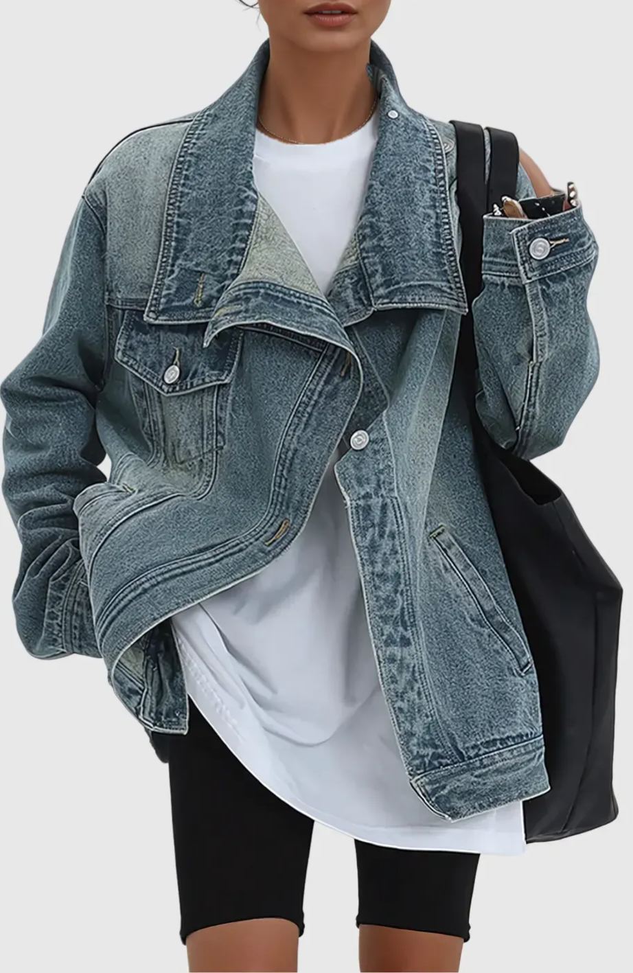 Gasema Deconstruct Asymmetric Denim Jacket