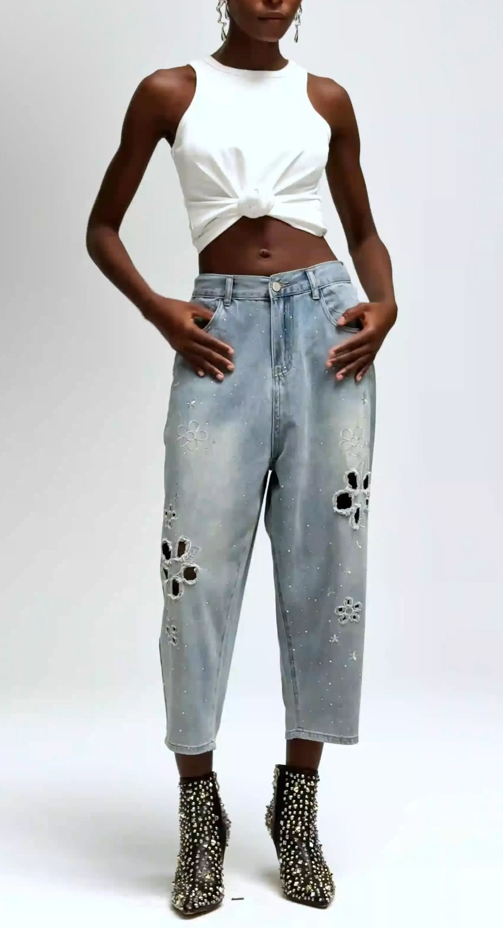 Yoseley Flower Cutout Jeans