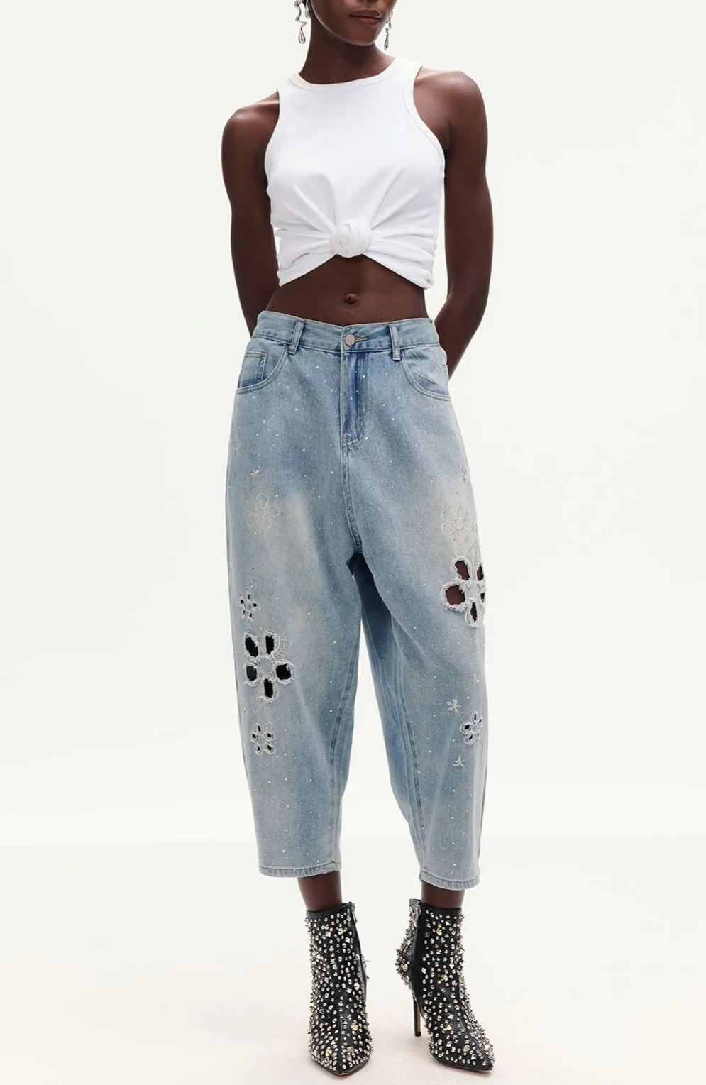 Yoseley Flower Cutout Jeans
