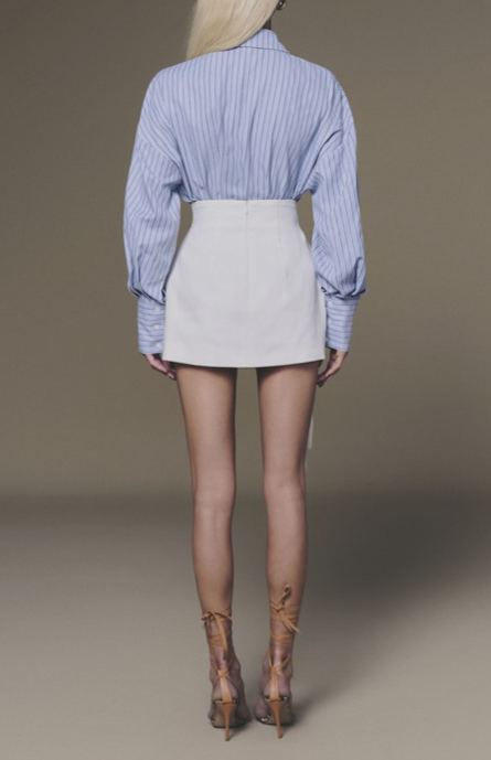 Melisande Blue 3D Petal Pinstriped Shirt