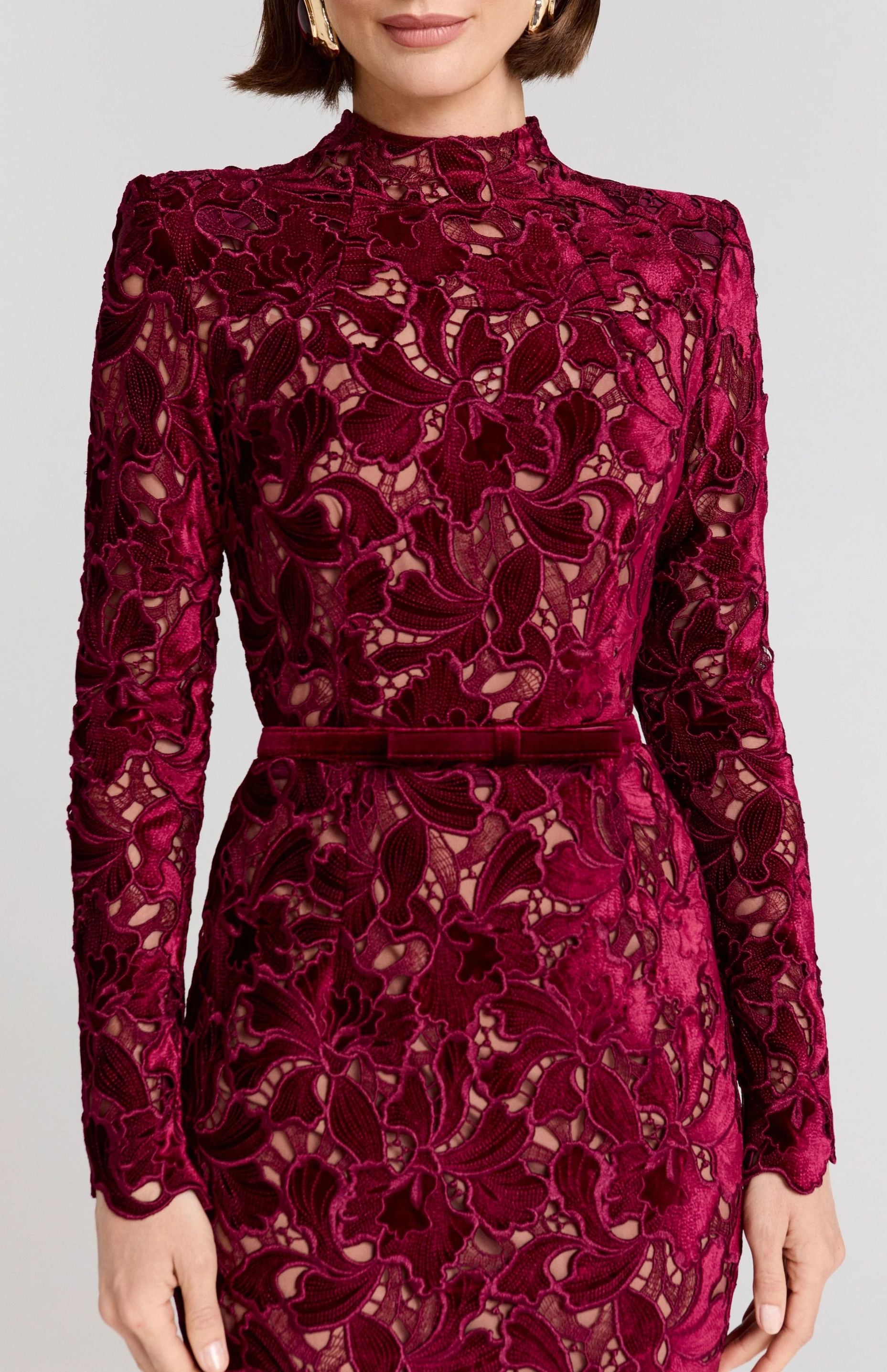 Pénélope Red Floral Embroidered Midi Dress