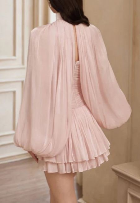 Théoline Pink Glossy Cape & Dress Set