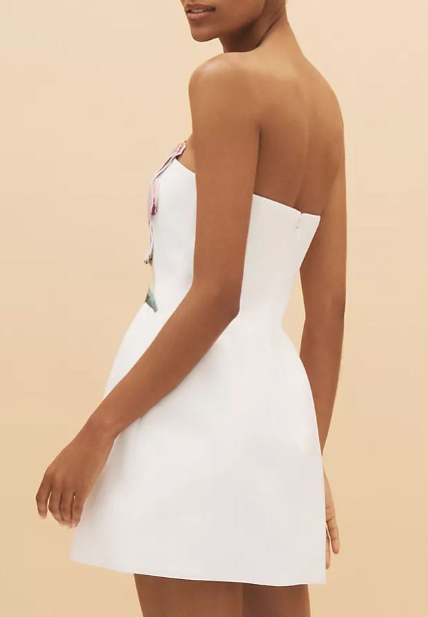 Paulette White Floral Embroidered Mini Dress