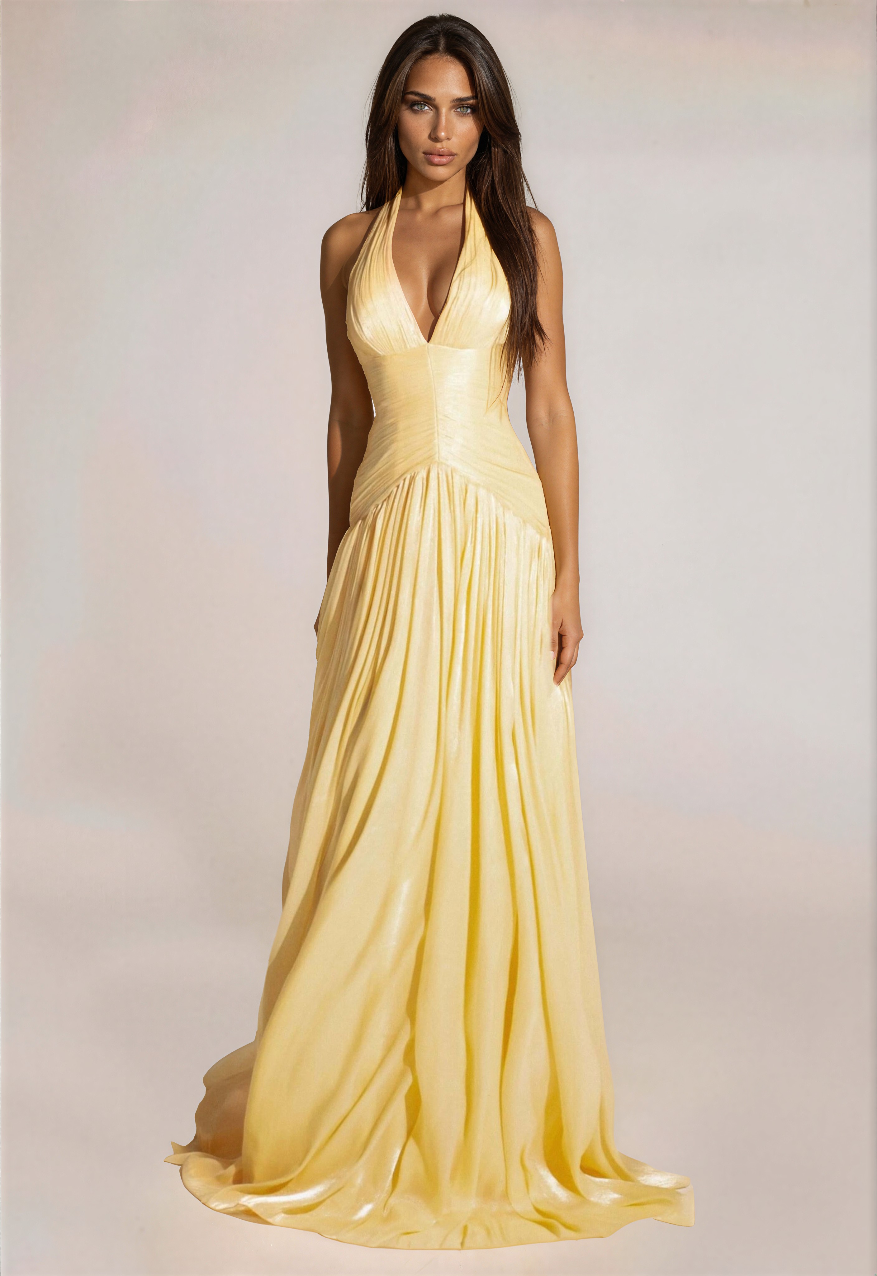 Fenella Yellow Gathered Maxi Dress