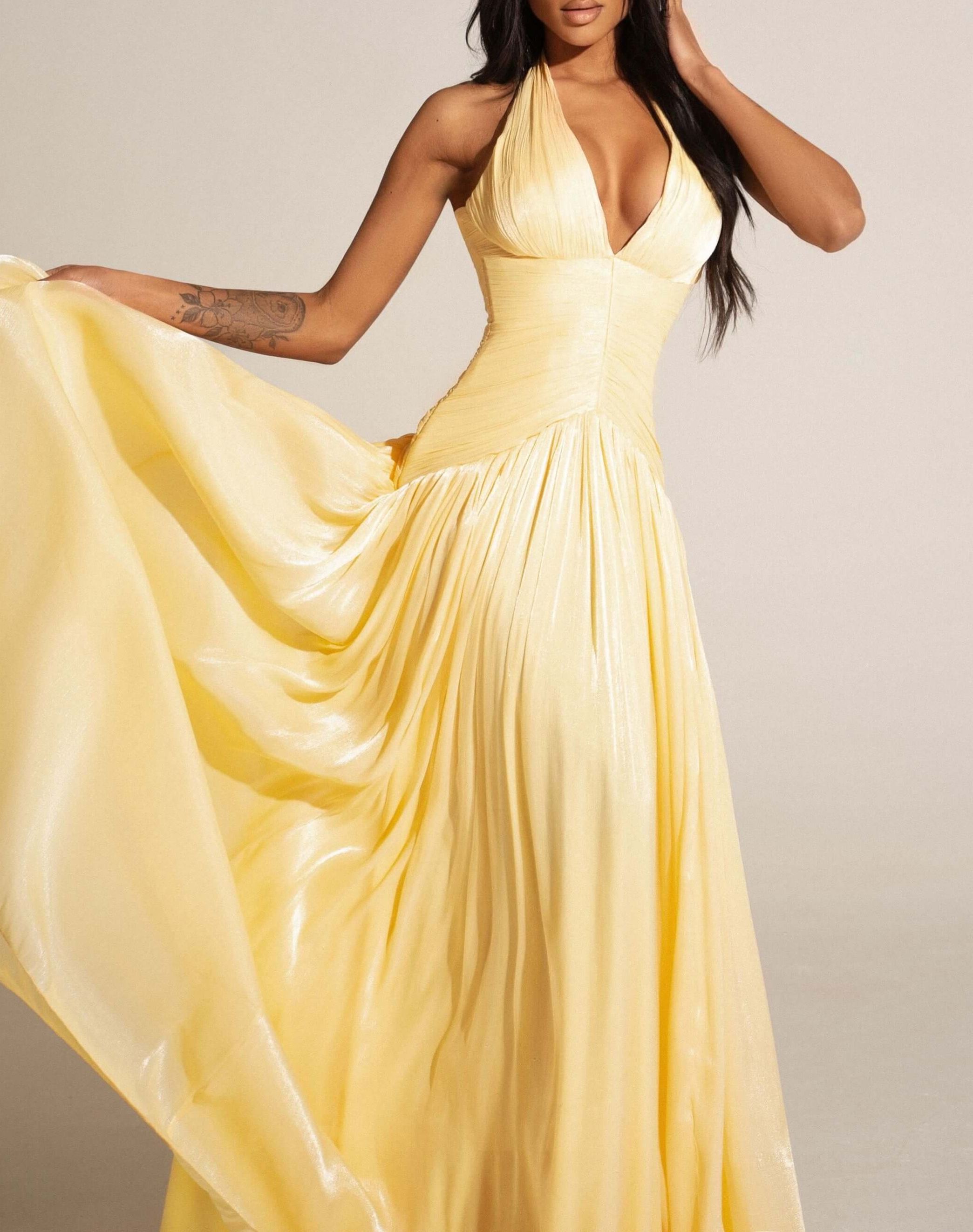 Fenella Yellow Gathered Maxi Dress