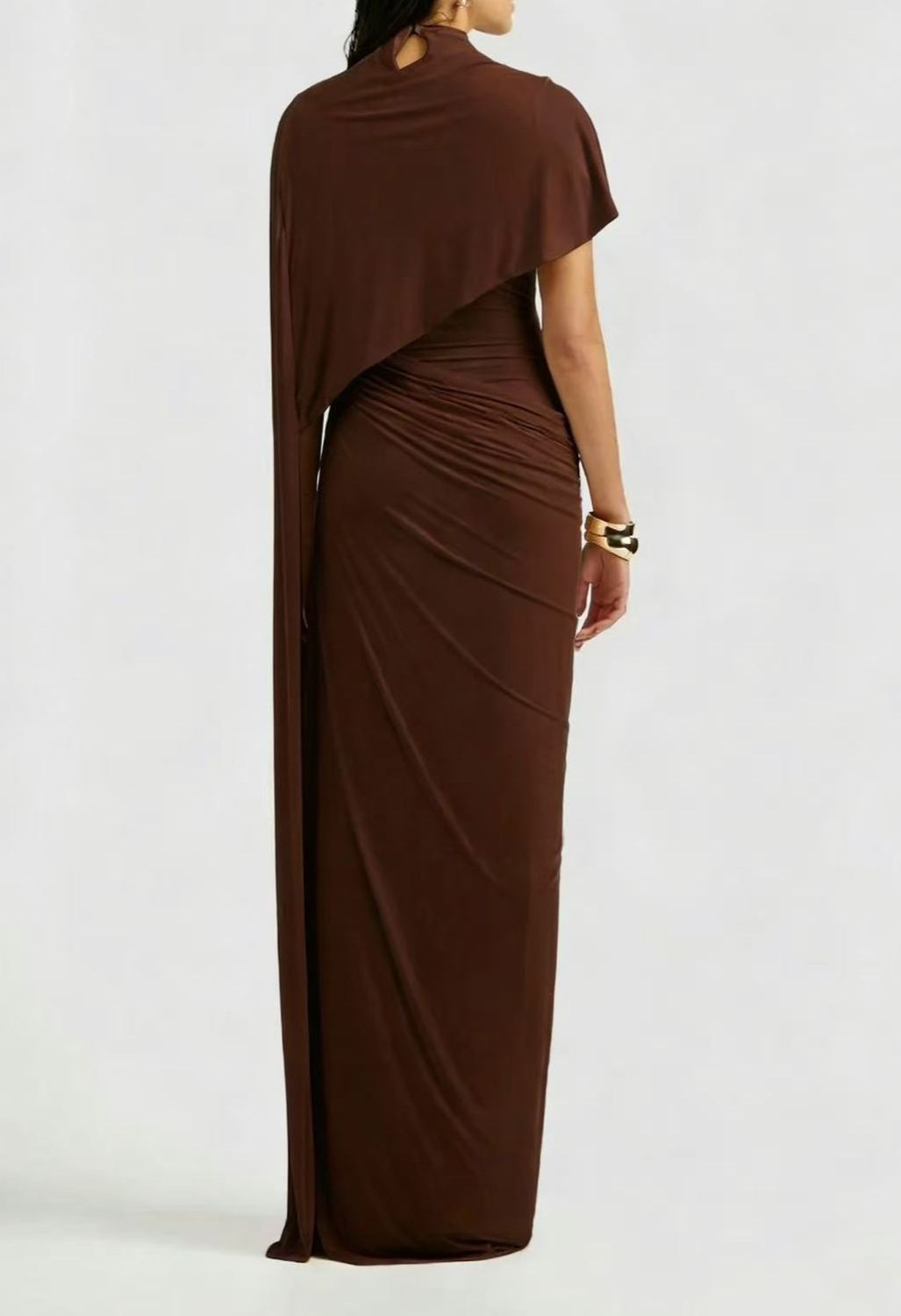 Andrea Asymmetrical Draped Cape & Dress Matching Set in White