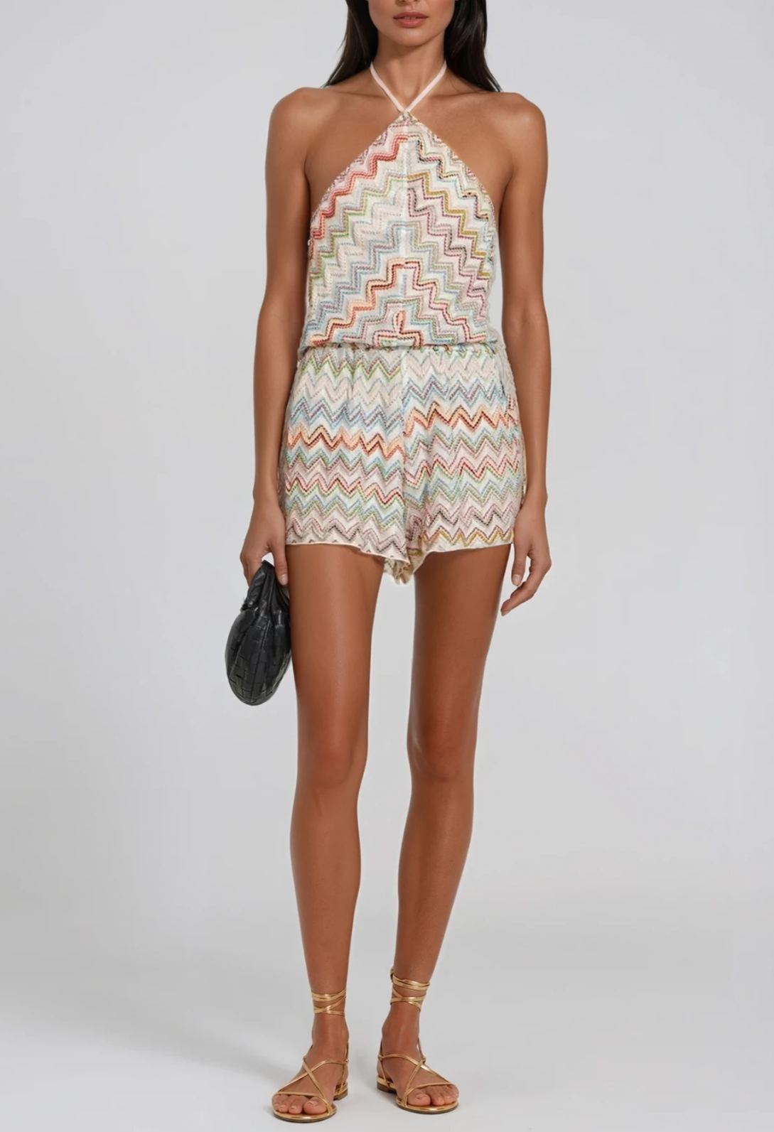 Cayetana Halter Neck Stripe Playsuit