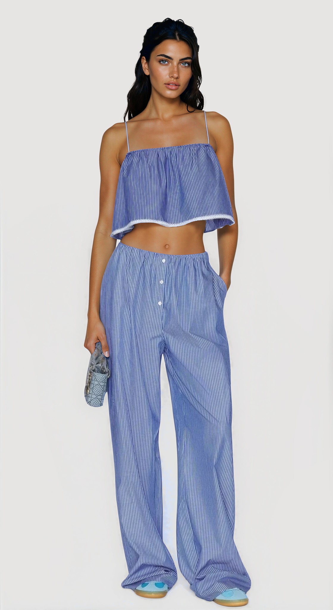 Zosano Spaghetti Stripe Pants Set