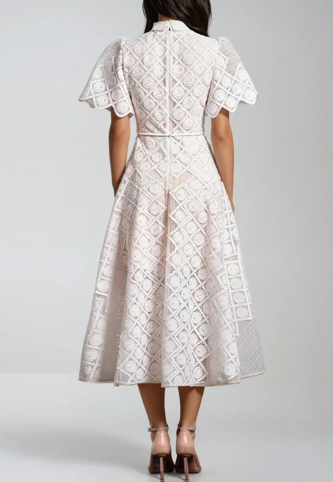 Cesarina Flower Embroidered Midi Dress