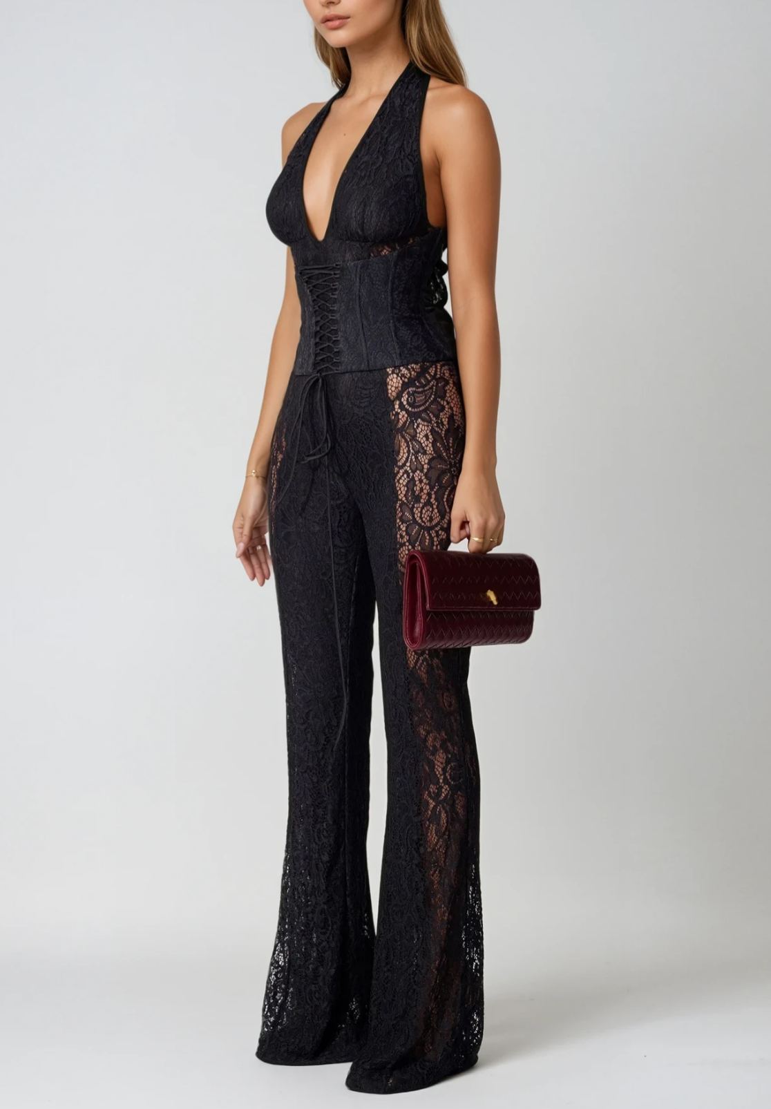 Davion Lace Plunge Cutout Jumpsuit