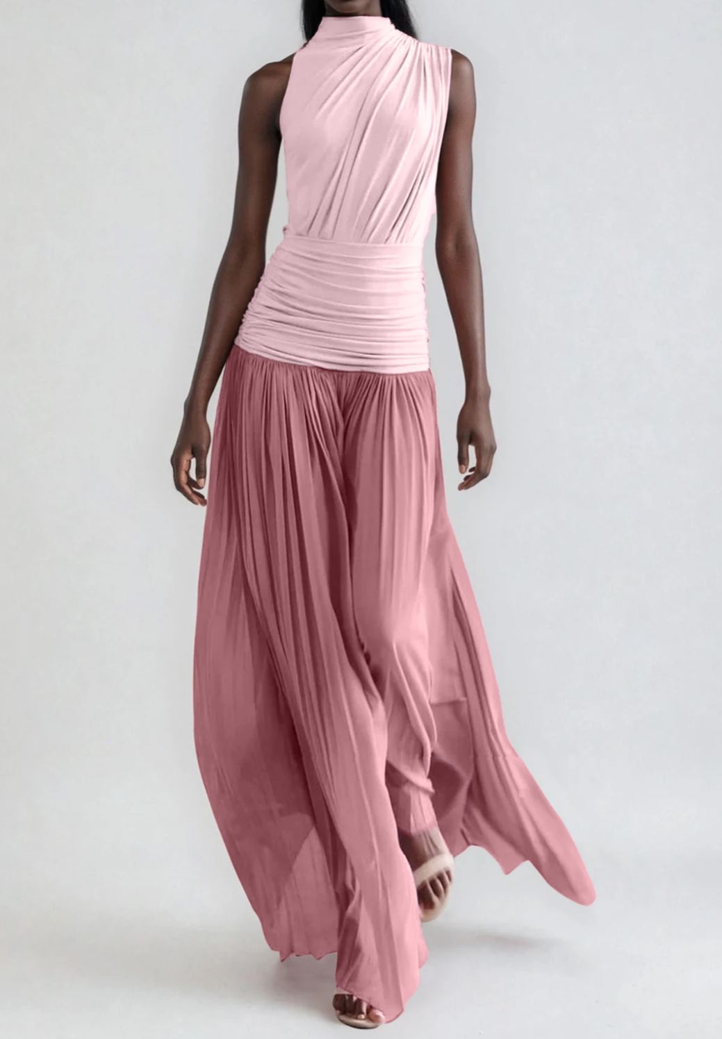 Denica Asymmetric Ruch  Maxi Dress
