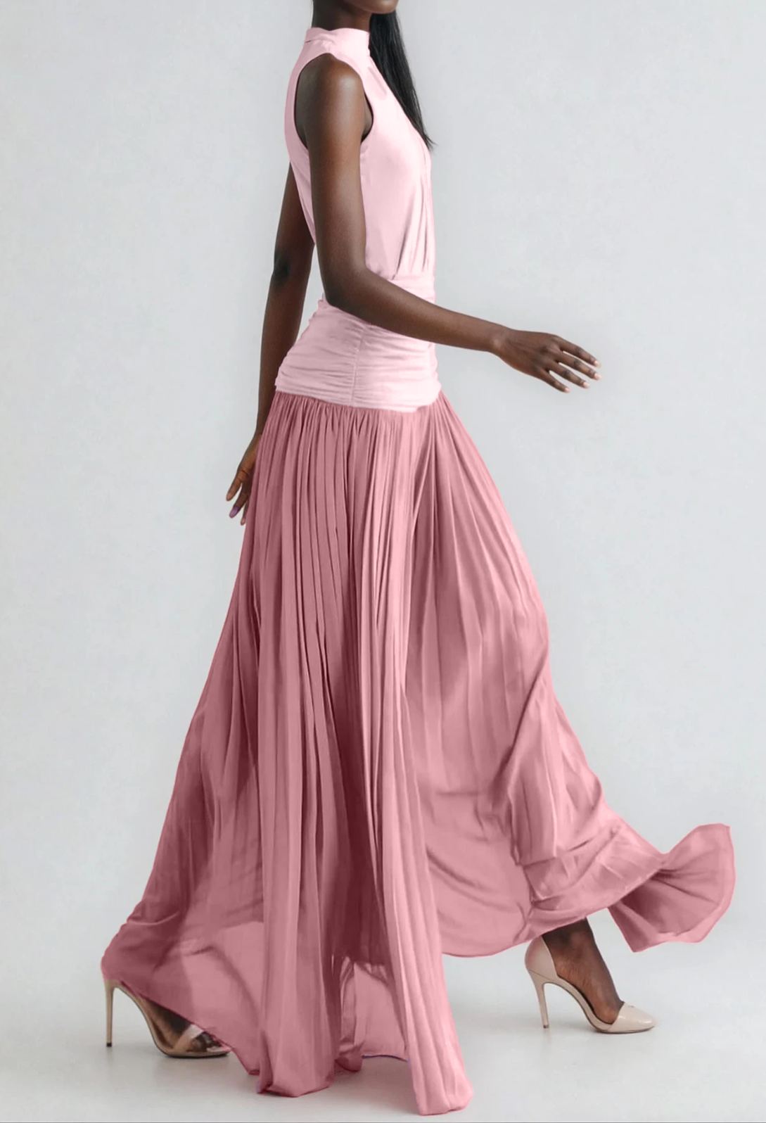 Denica Asymmetric Ruch  Maxi Dress