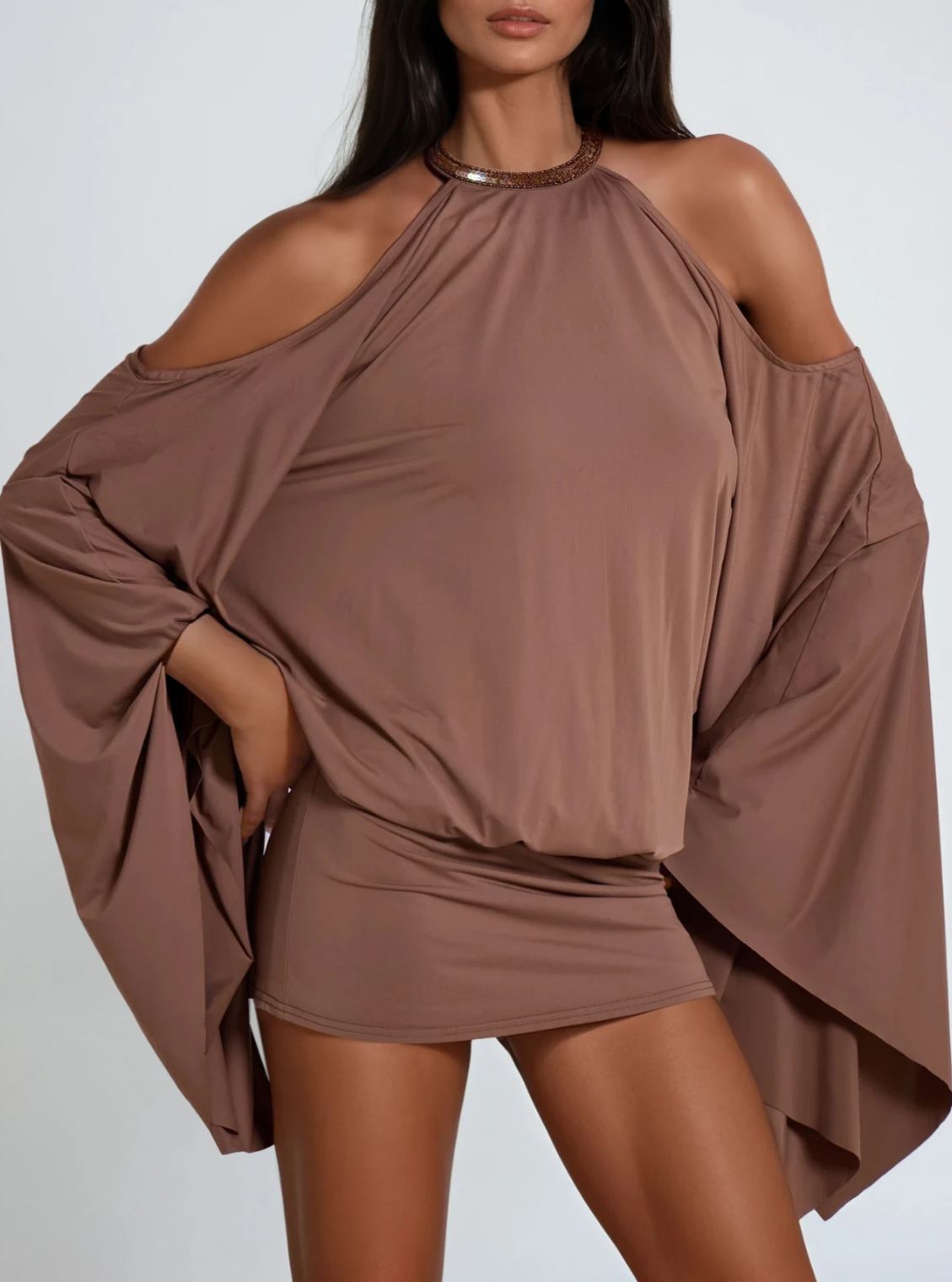 Cirillo Backless Chain Sequin Mini Dress