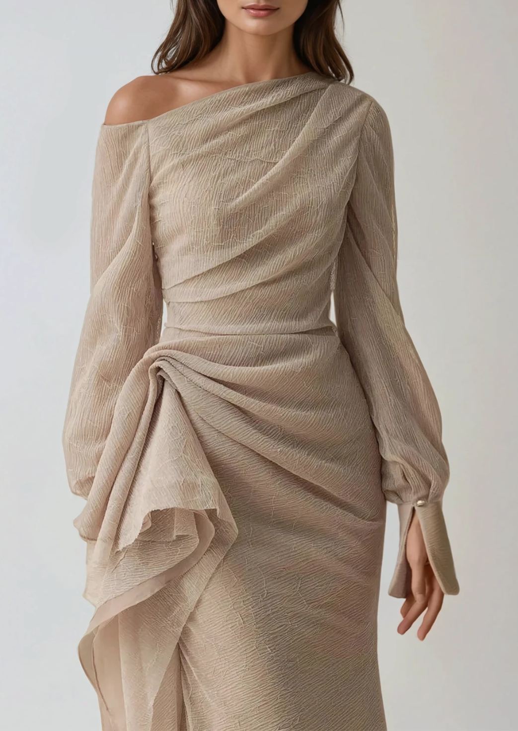 Kira Asymmetric Ruch Maxi Dress