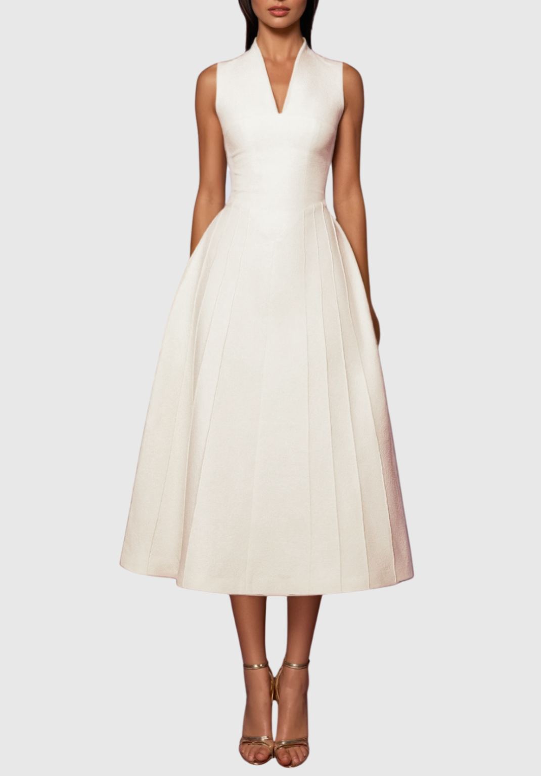 Bess Shawl Ruffle Midi Dress