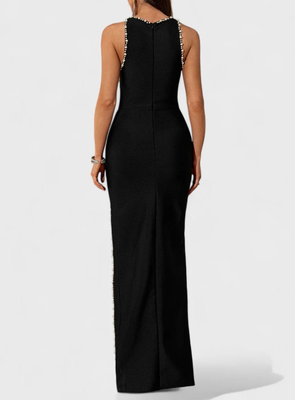 Saige Sleeveless Pearl Bandage Maxi Dress