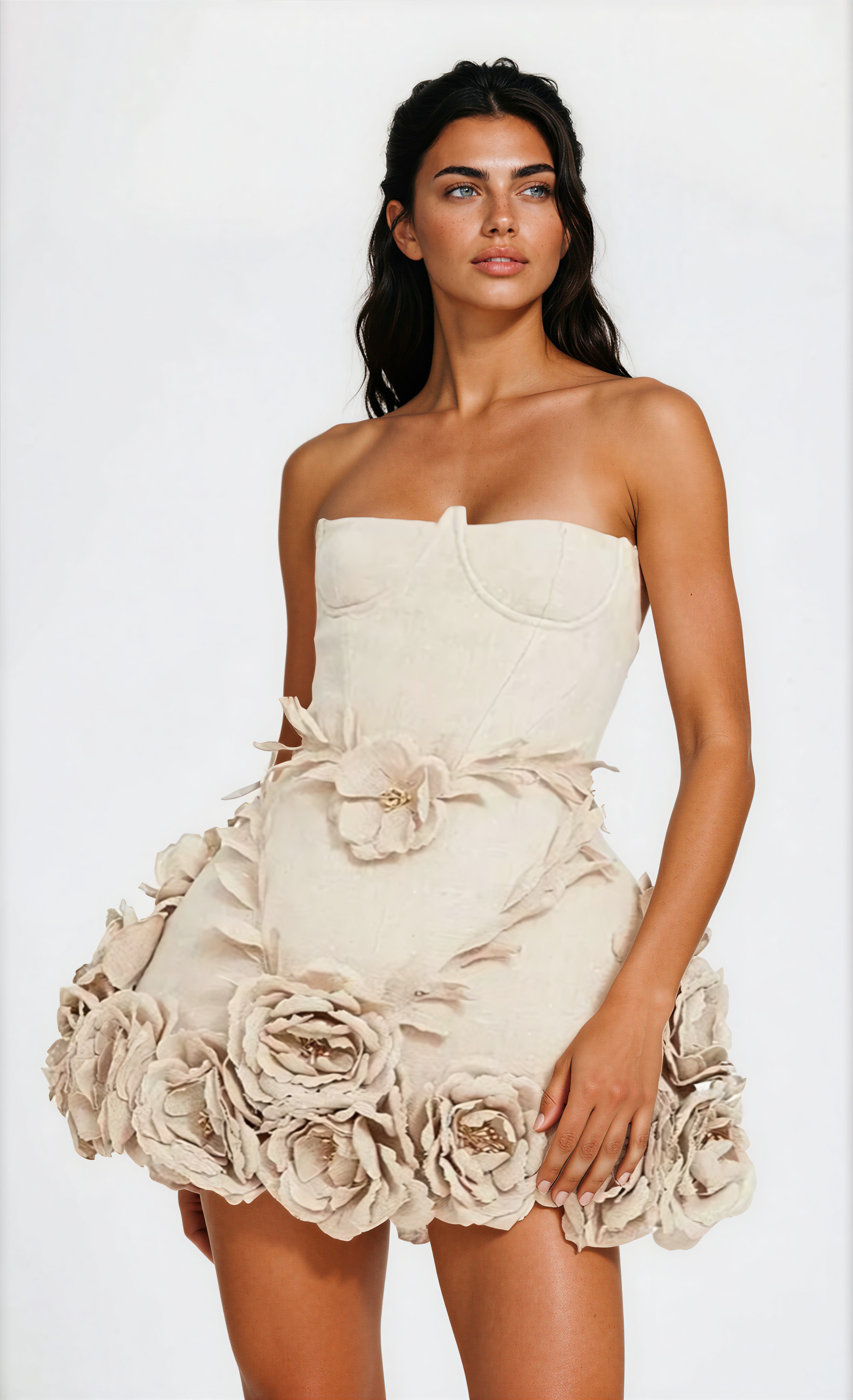 Lenticor Corset Flower Off Shoulder Mini Dress