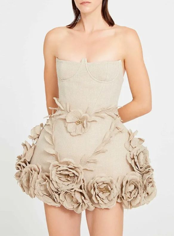 Lenticor Corset Flower Off Shoulder Mini Dress