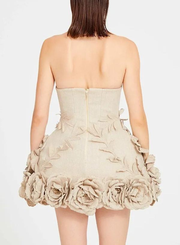Lenticor Corset Flower Off Shoulder Mini Dress