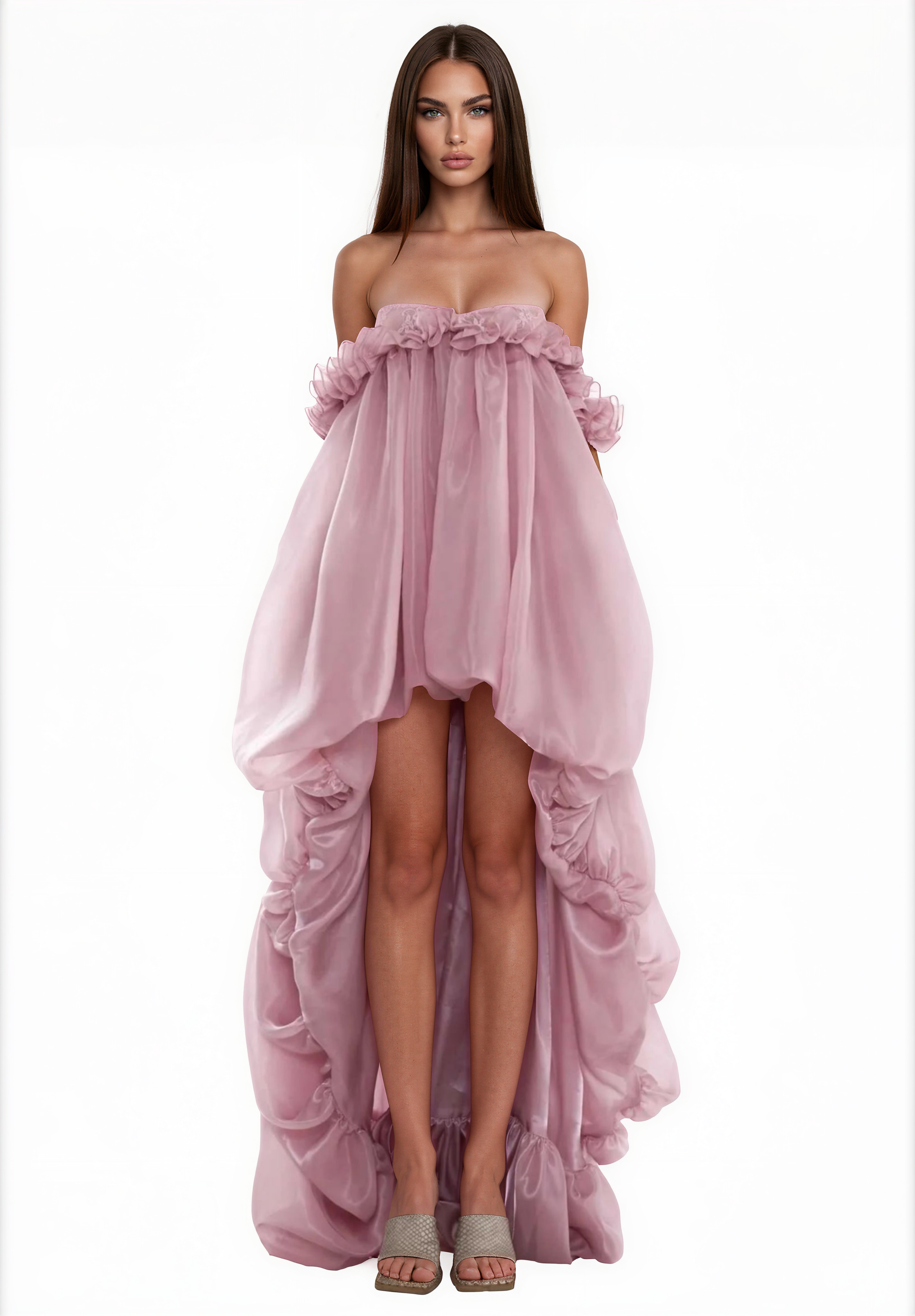 Denica Pink Glossy Bubble Hem Mini Dress