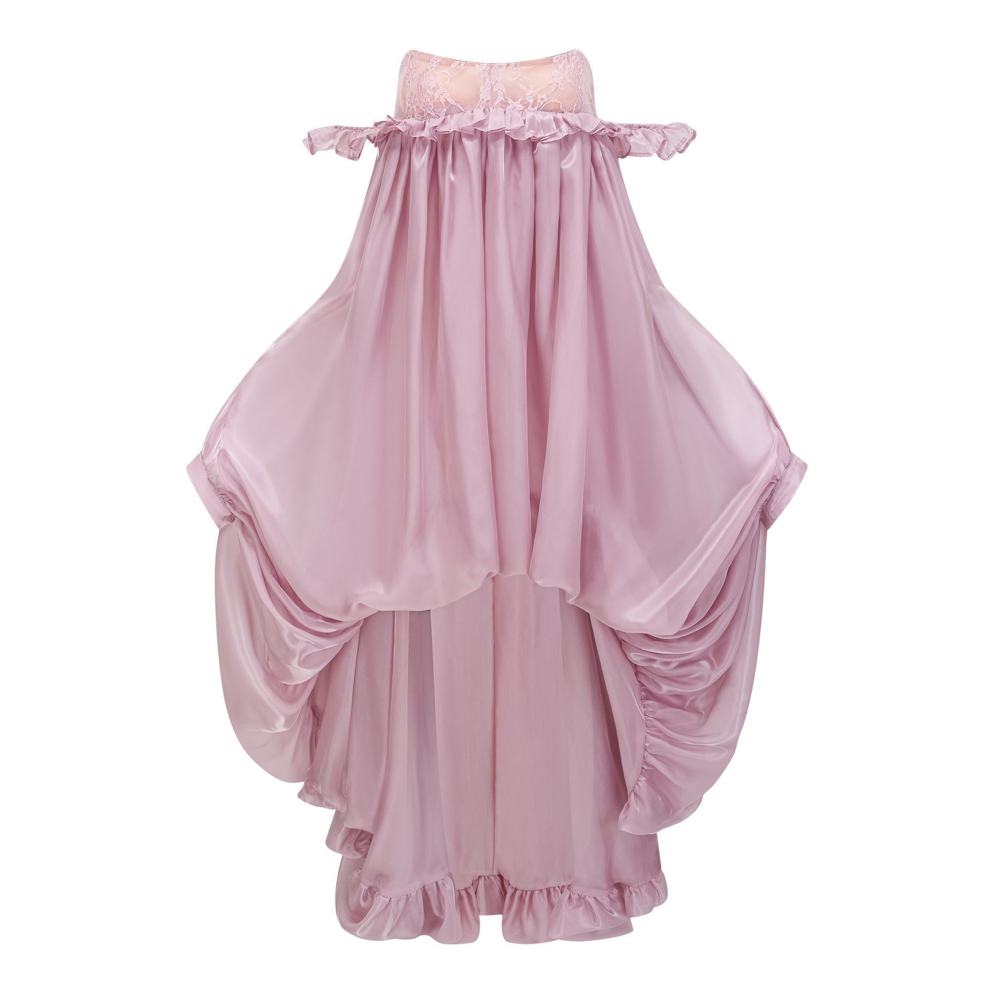 Denica Pink Glossy Bubble Hem Mini Dress