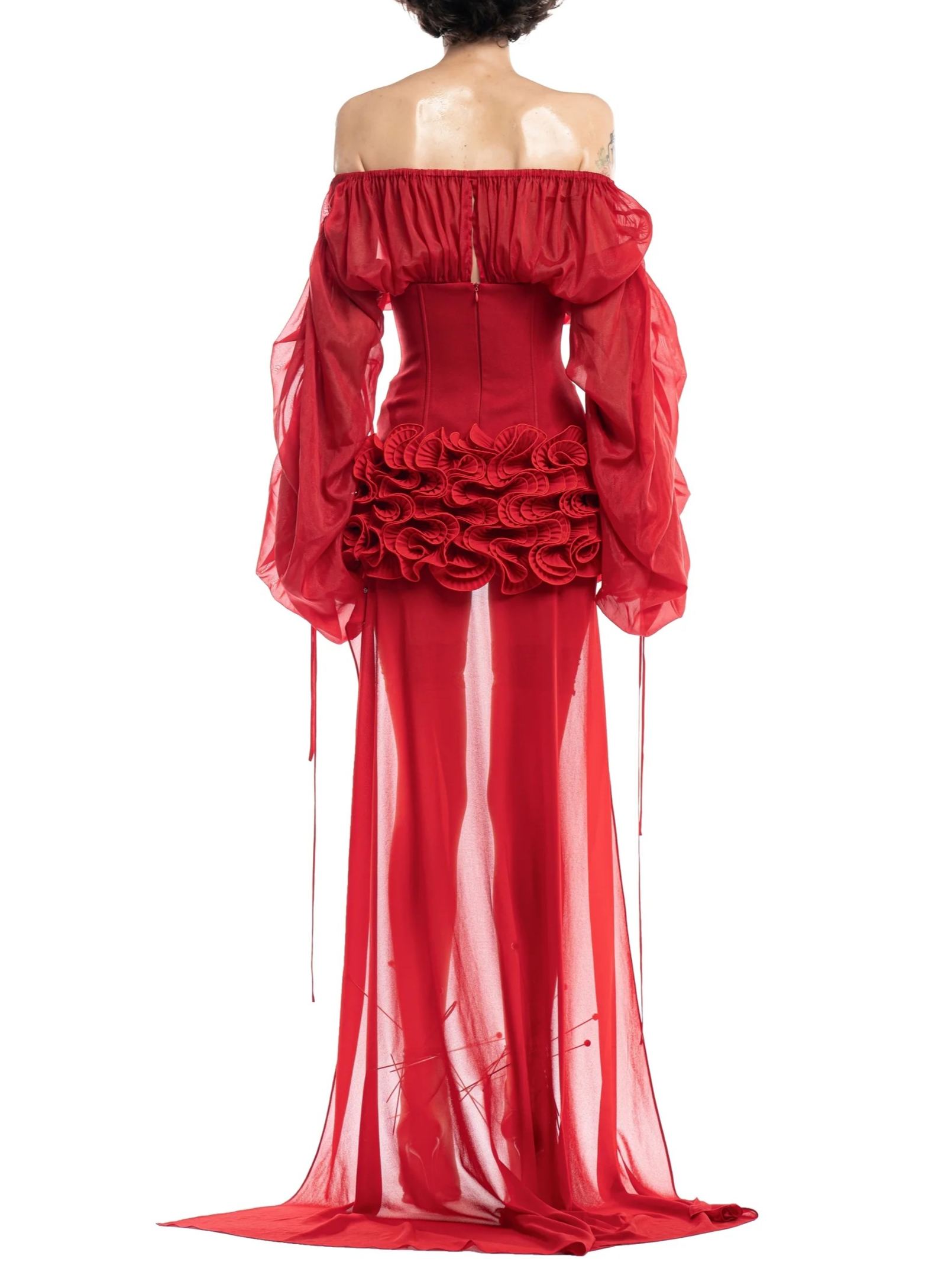 Raziya Off Shoulder Corset Ruffle Mini Dress In Red