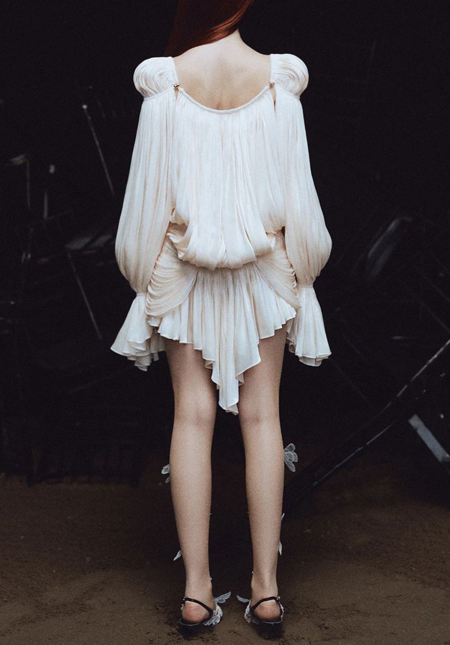 Arcadia Blouson Draped Mini Dress