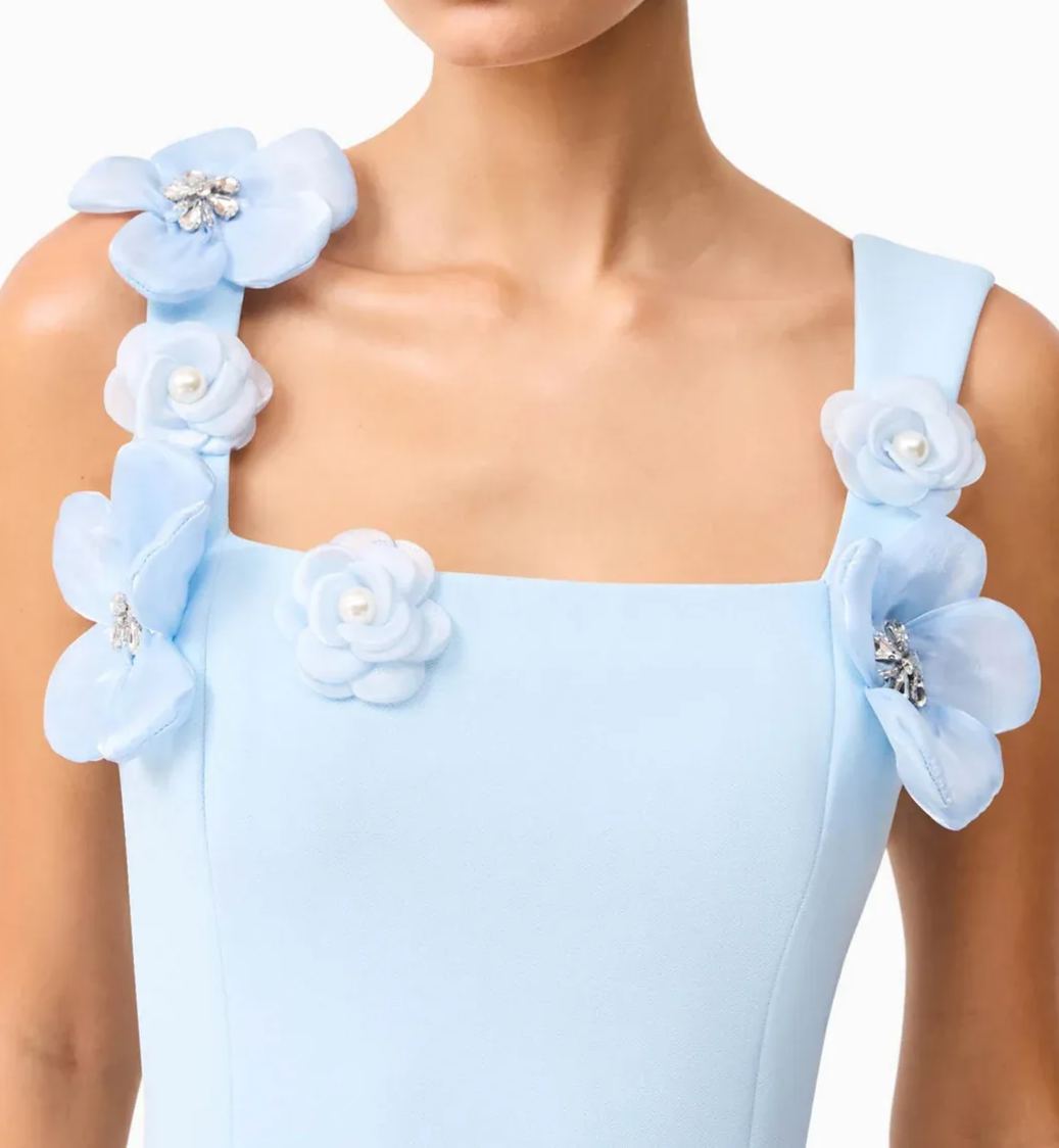 Chasmop Sleeveless Flower Pearl Mini Dress