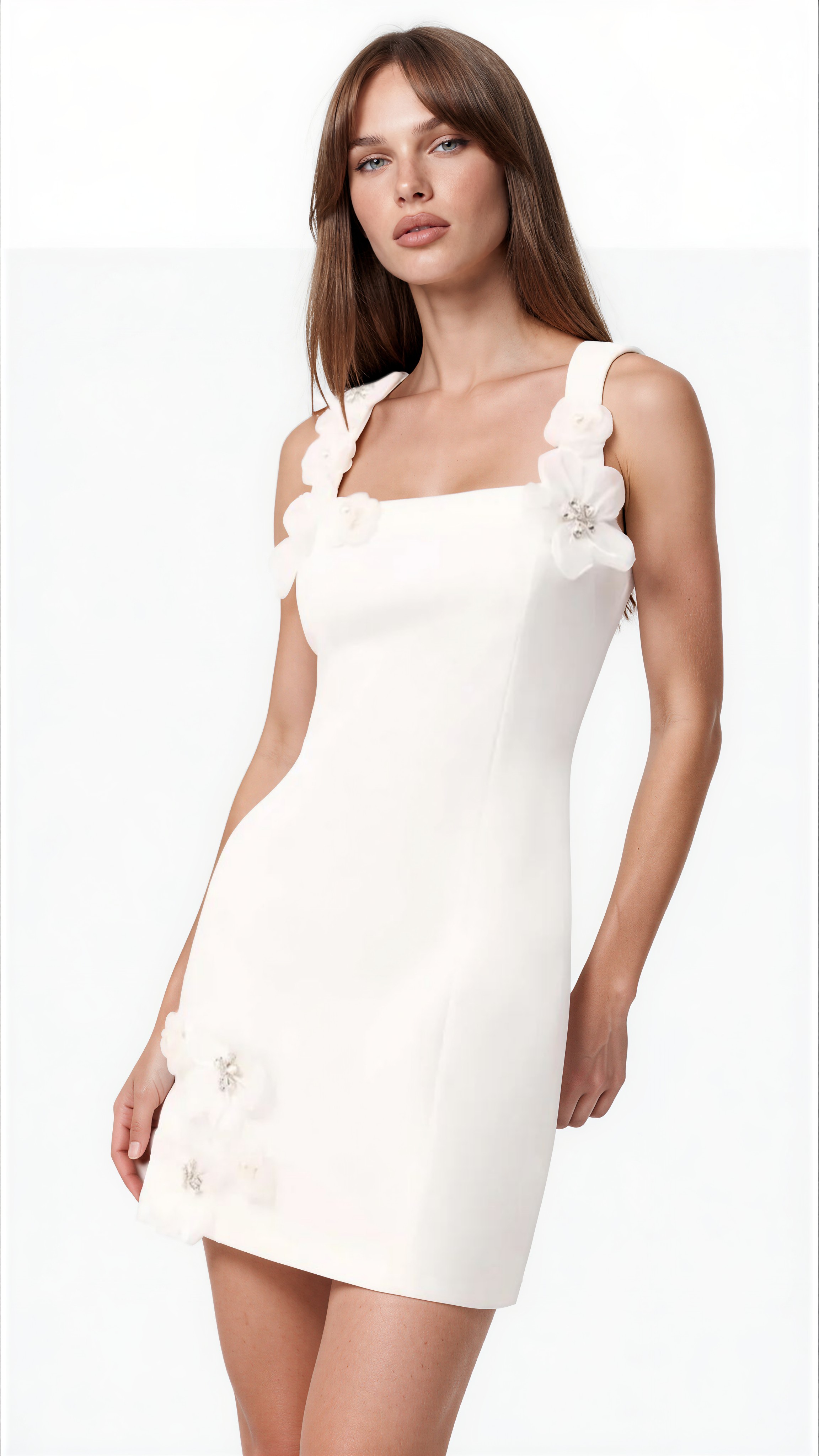 Renola Sleeveless Flower Pearl Mini Dress
