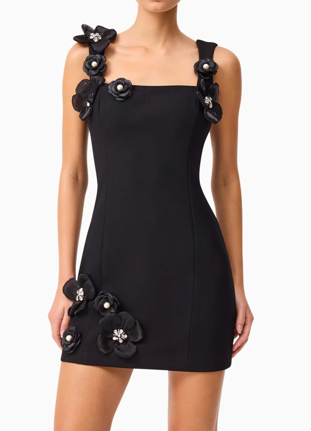 Chasmop Sleeveless Flower Pearl Mini Dress