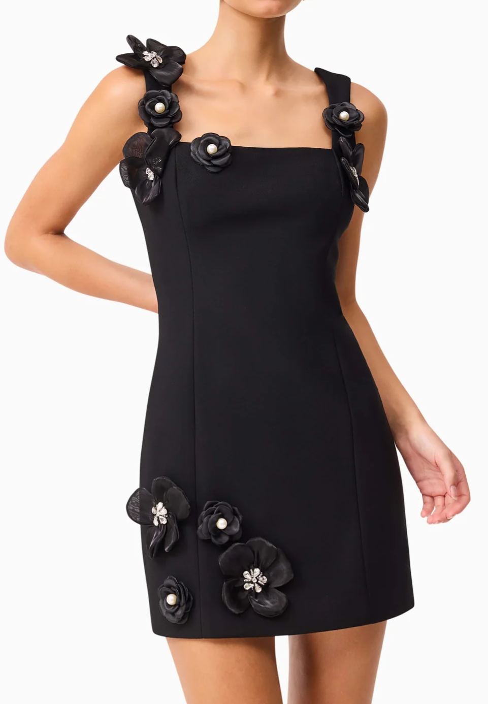 Chasmop Sleeveless Flower Pearl Mini Dress