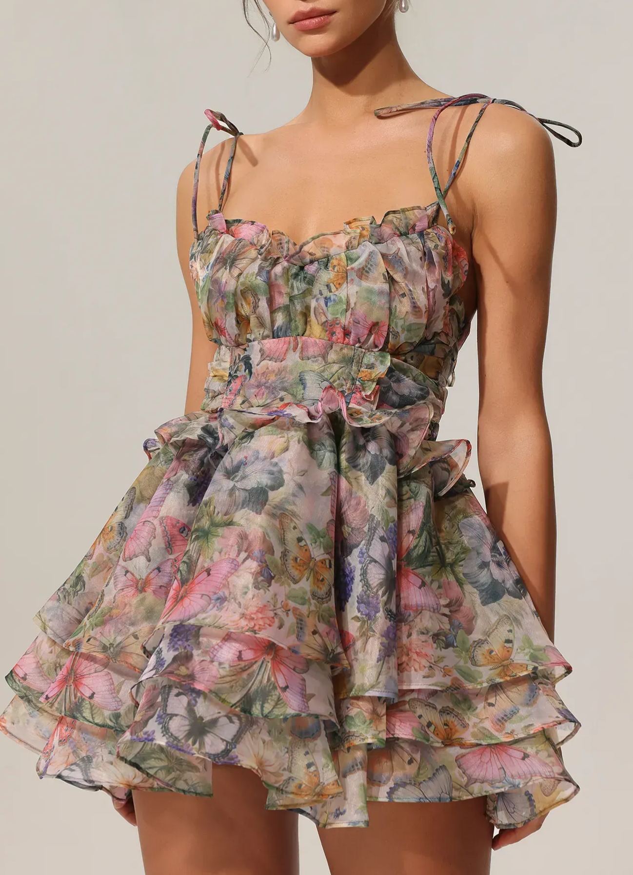 Firuze Butterfly Ruffle Mini Dress