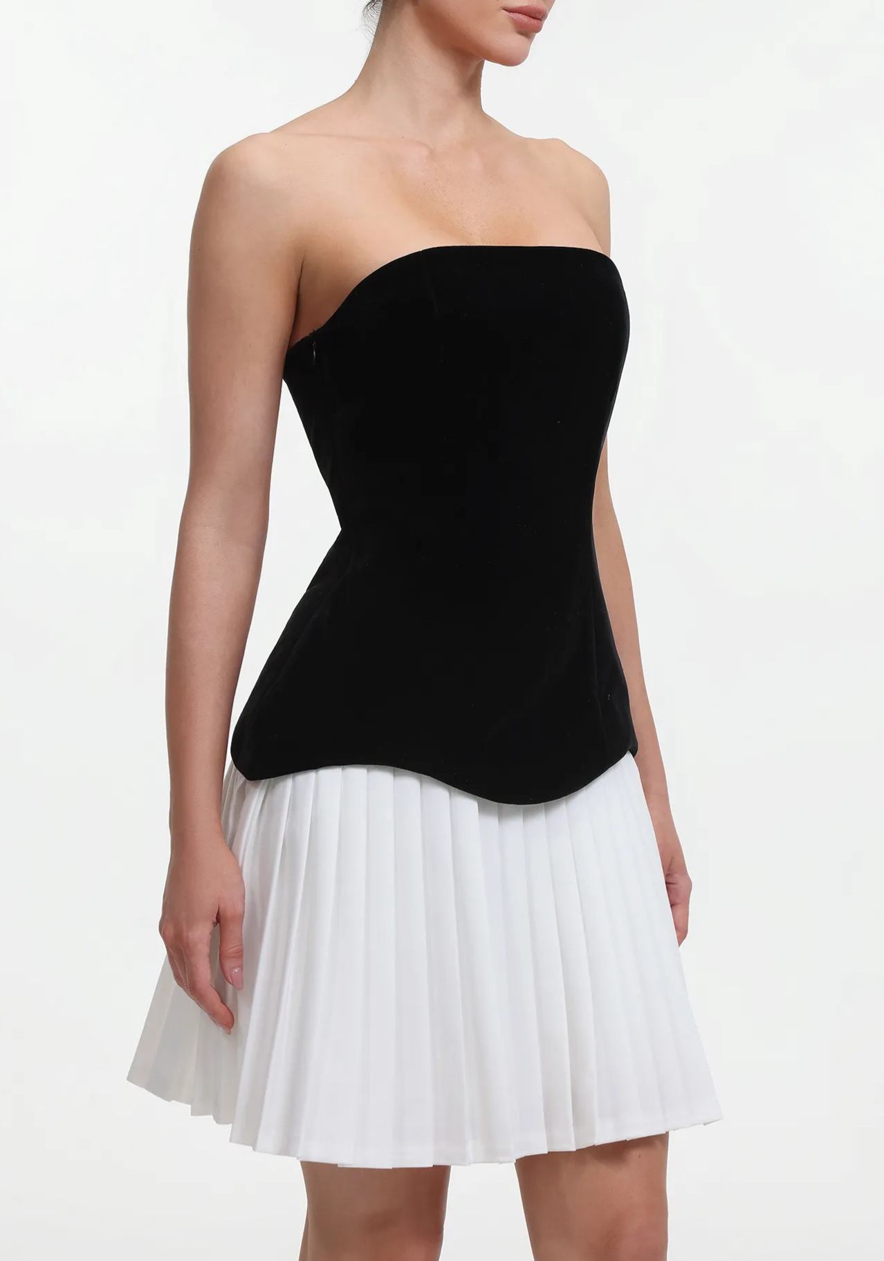 Védís Color Block Velvet Bodice Mini Dress