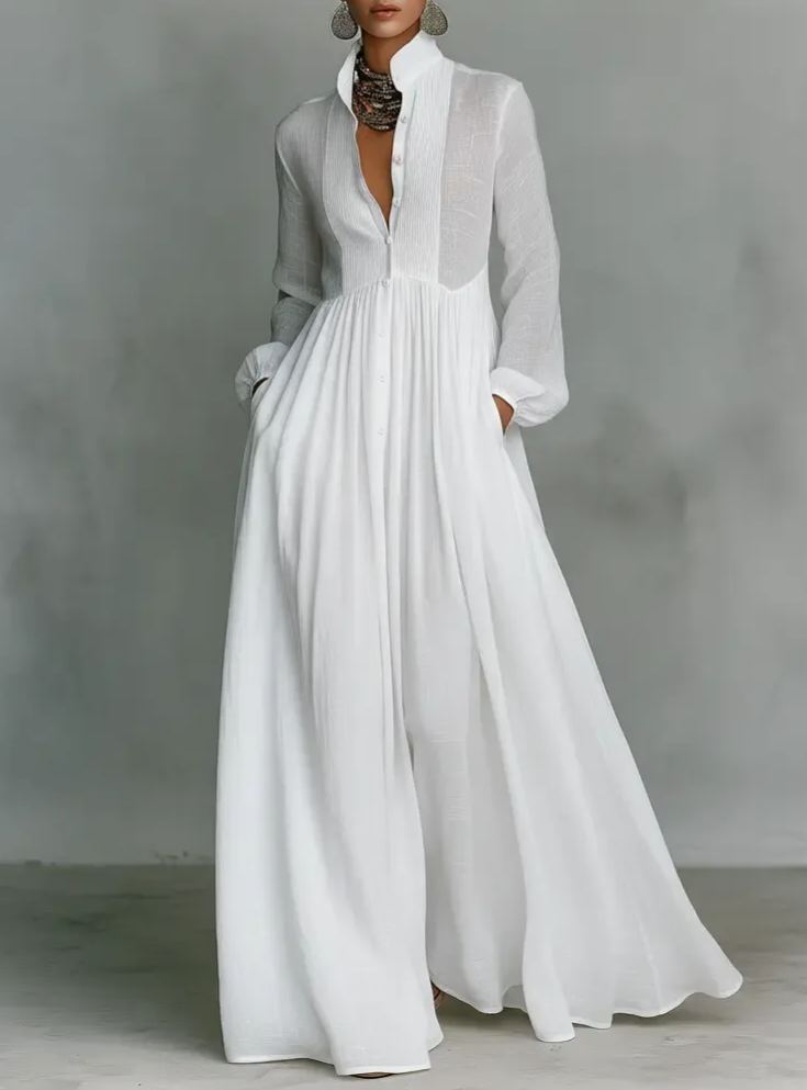 Boryana Plunge Ruch Maxi Dress In Blue