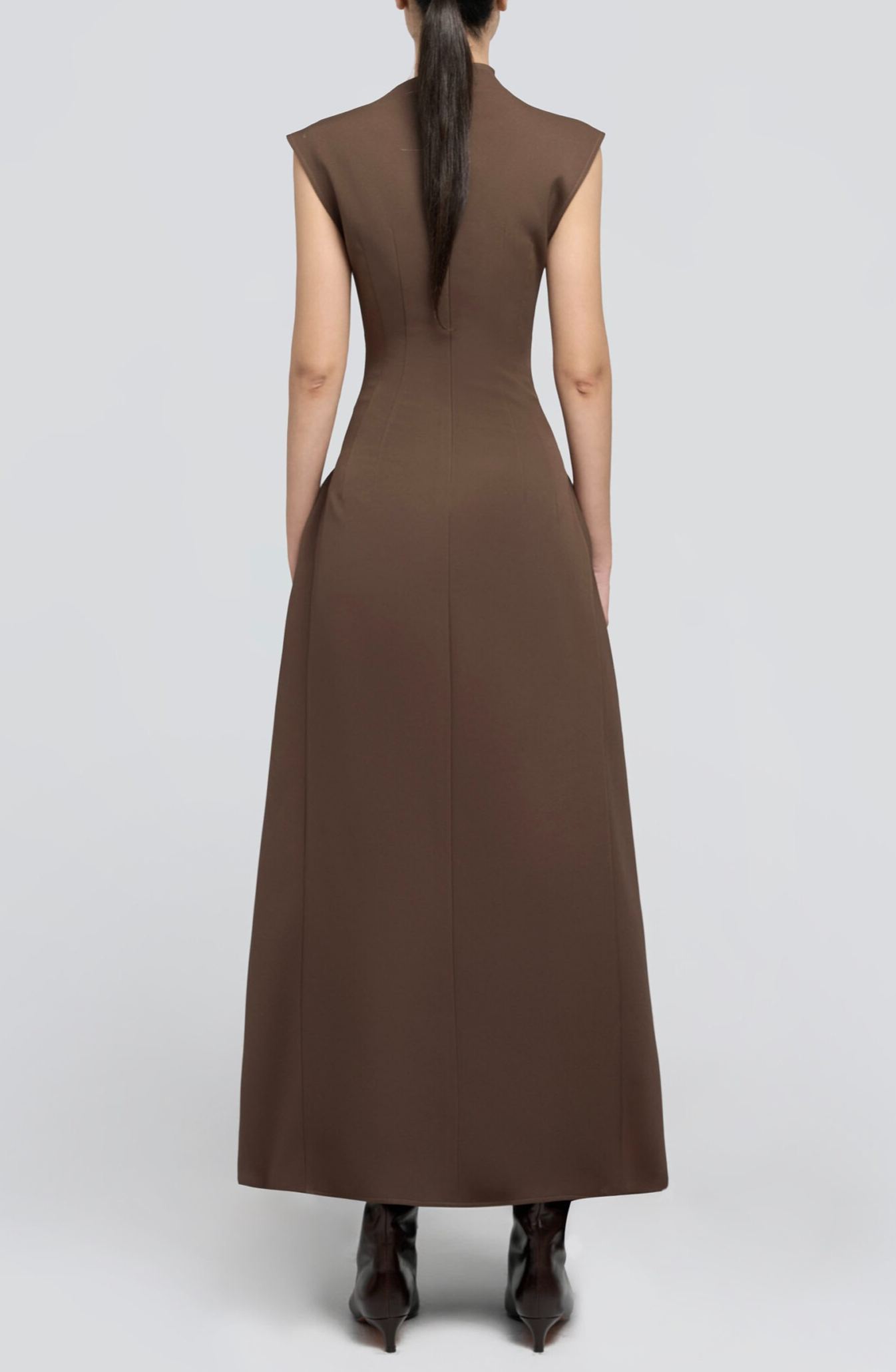 Jetgraph Sleeveless Asymmetric Maxi Dress In Brown