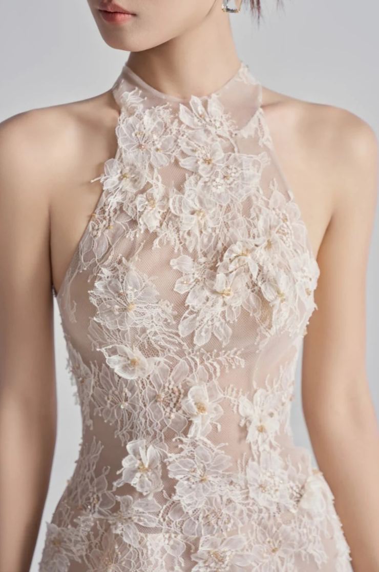 Fitzwilliam Aurelia Lace Dress in Beige