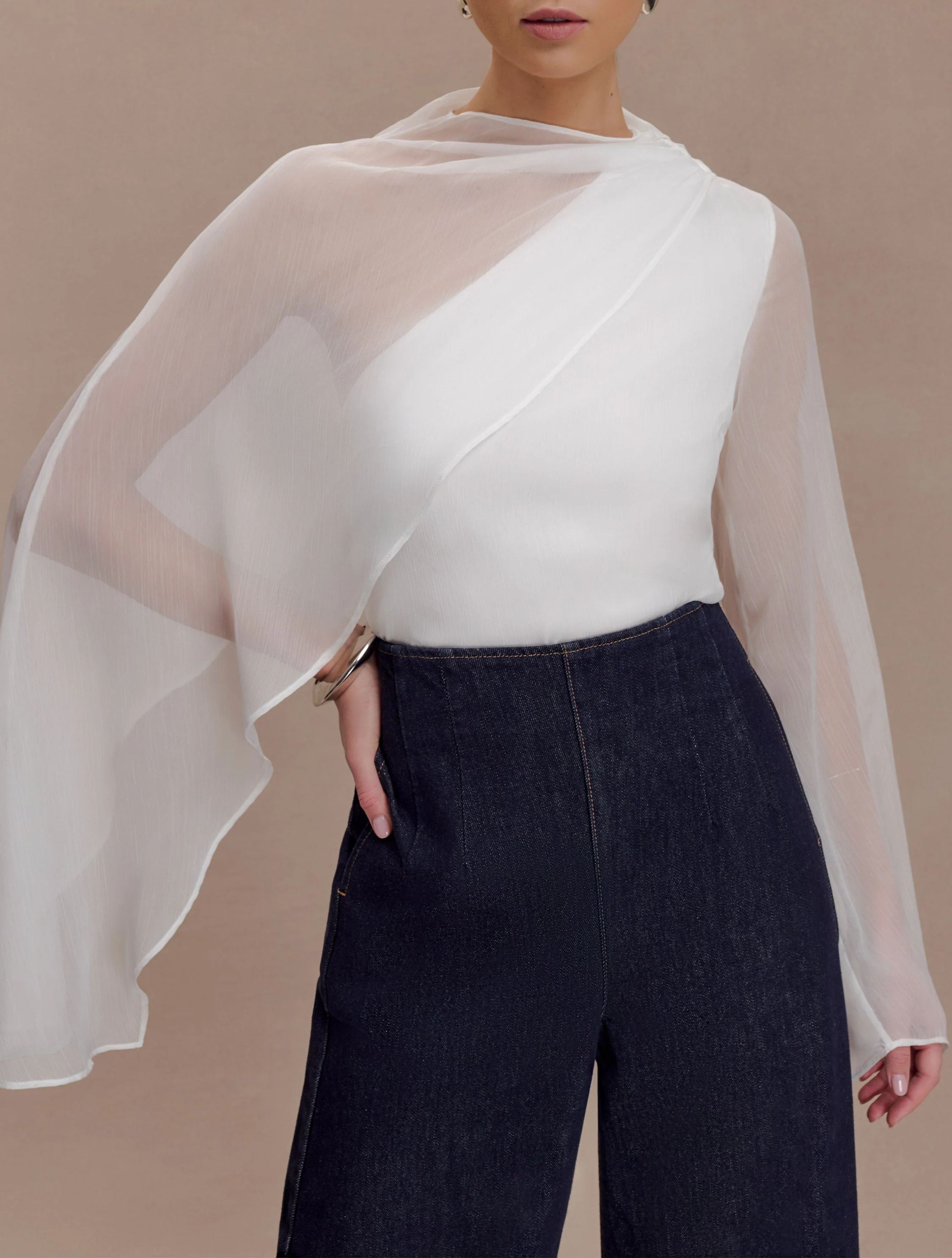 Emmanuhel Cape Sleeve Mesh Top