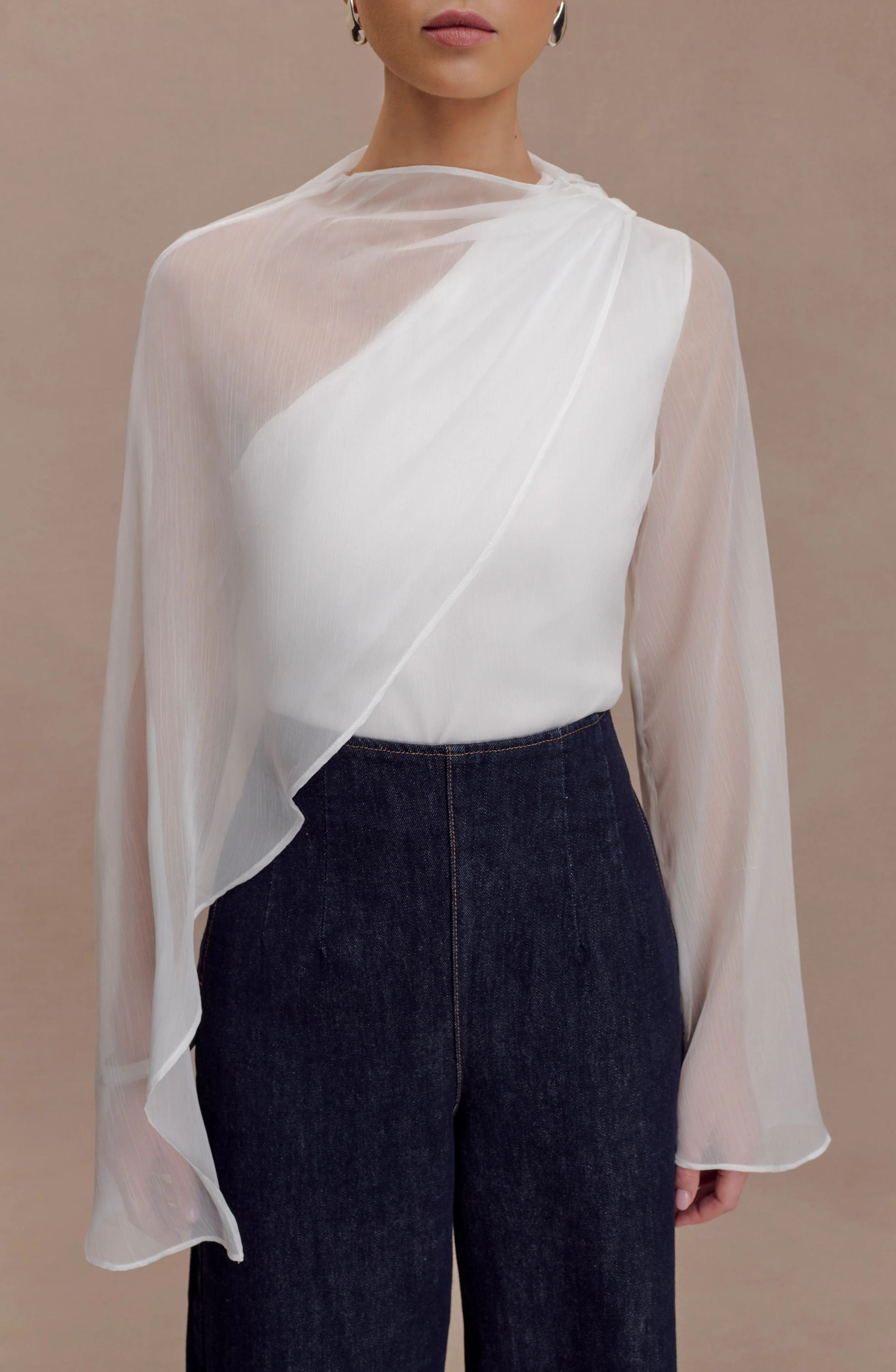 Emmanuhel Cape Sleeve Mesh Top