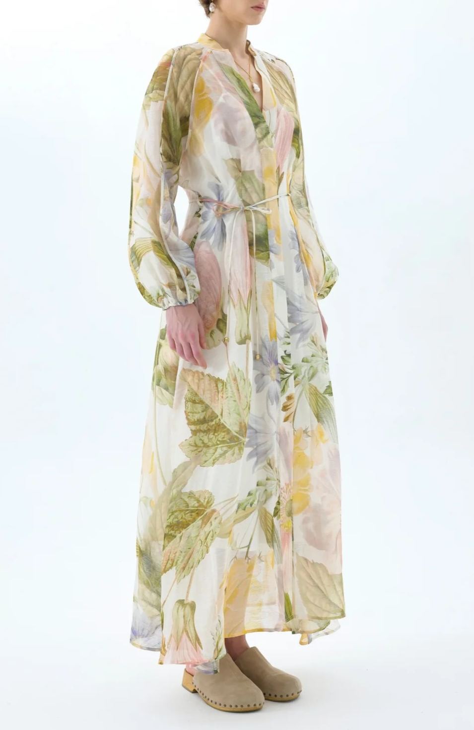 Fester Balloon Sleeve Floral Maxi Dress