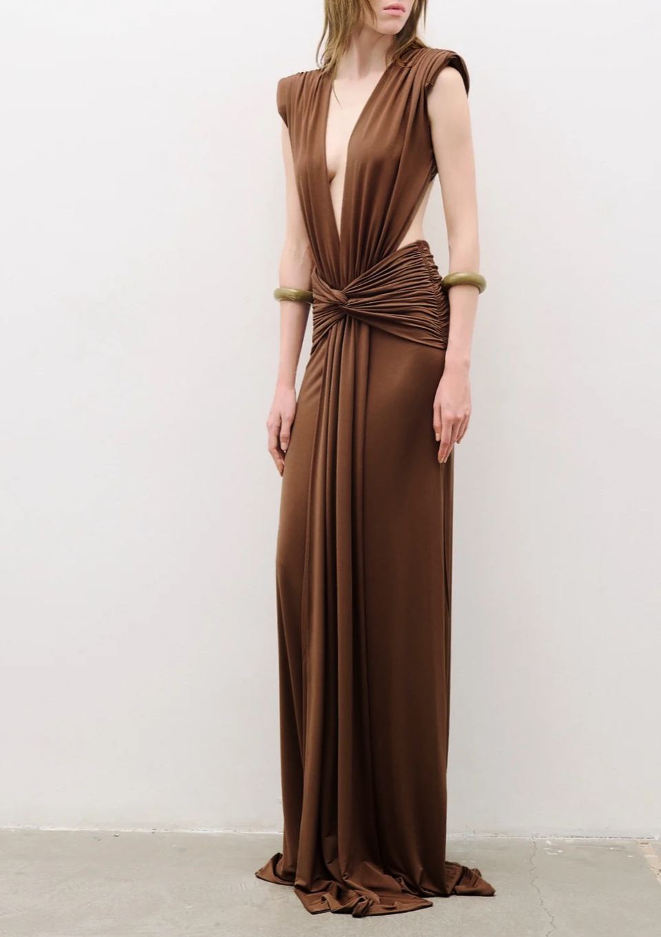 Fatin Plunge Twist Maxi Dress