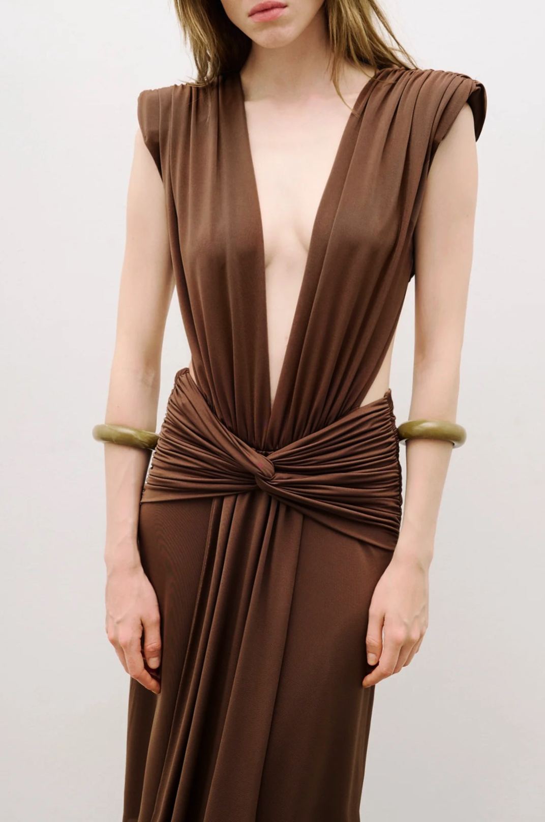 Fatin Plunge Twist Maxi Dress