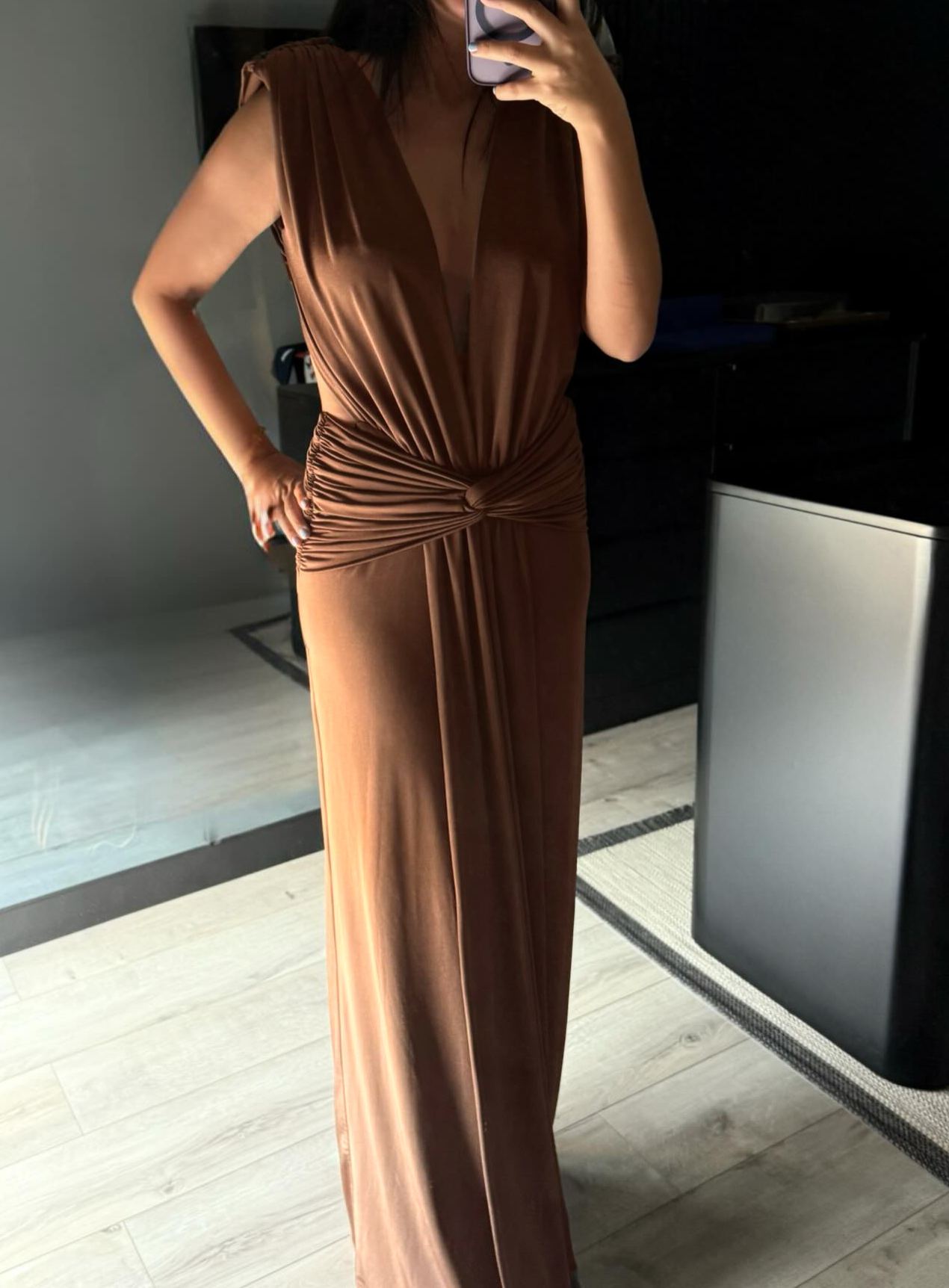 Fatin Plunge Twist Maxi Dress