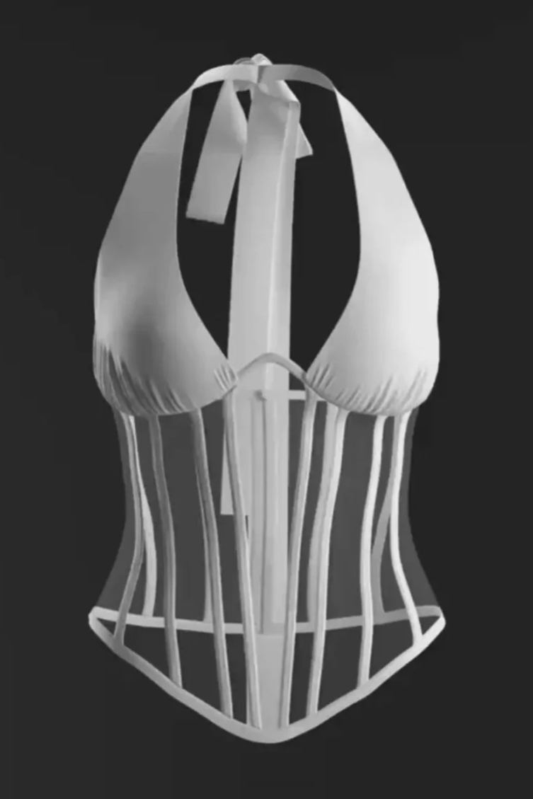 Fagelonio Halter Neck Corset Maxi Dress In White