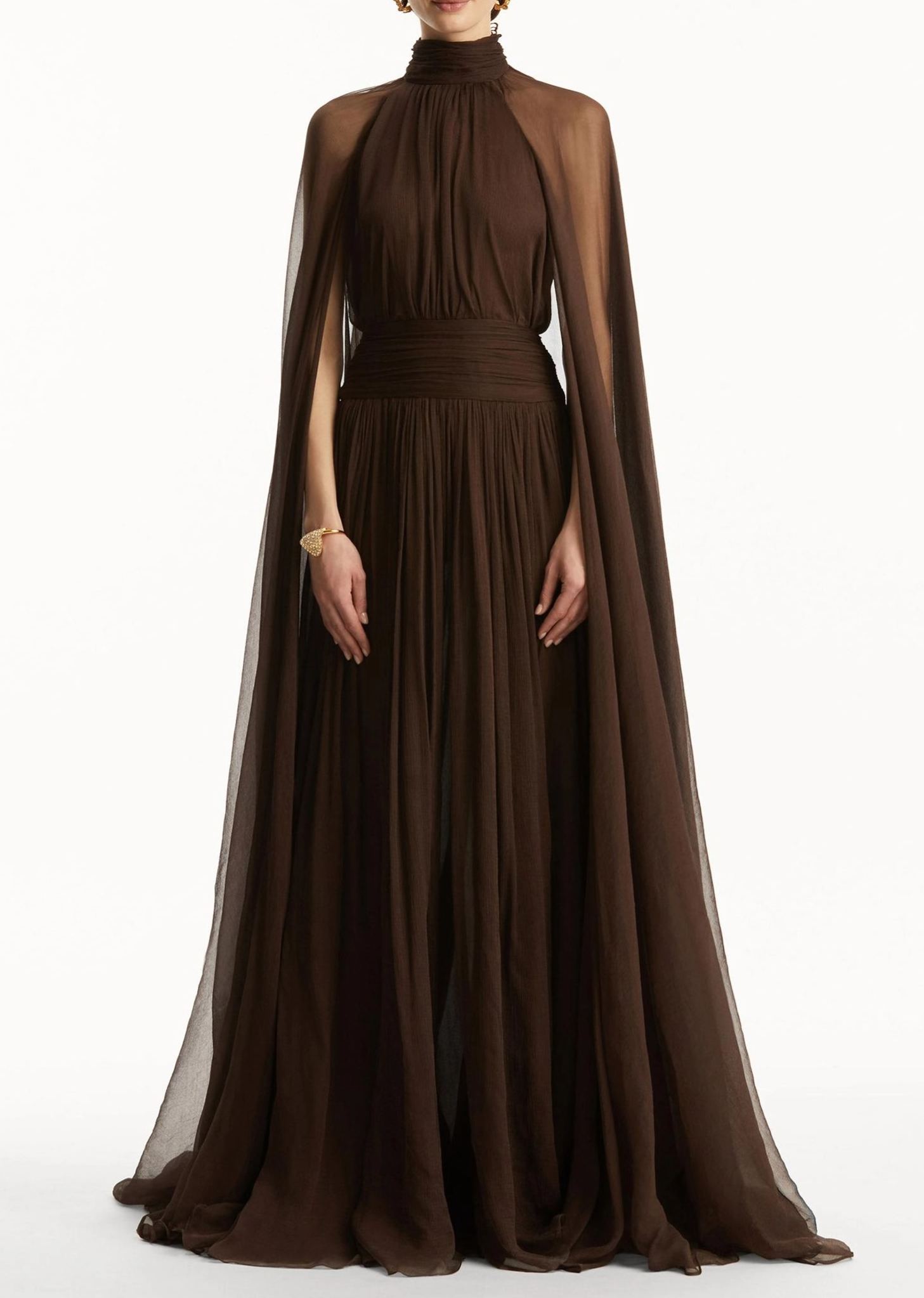 Fatos Backless Ruch Mesh Maxi Dress