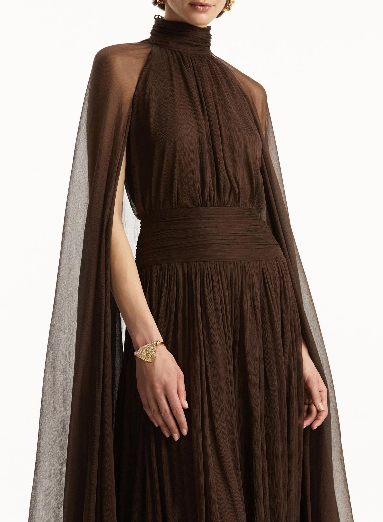 Fatos Backless Ruch Mesh Maxi Dress